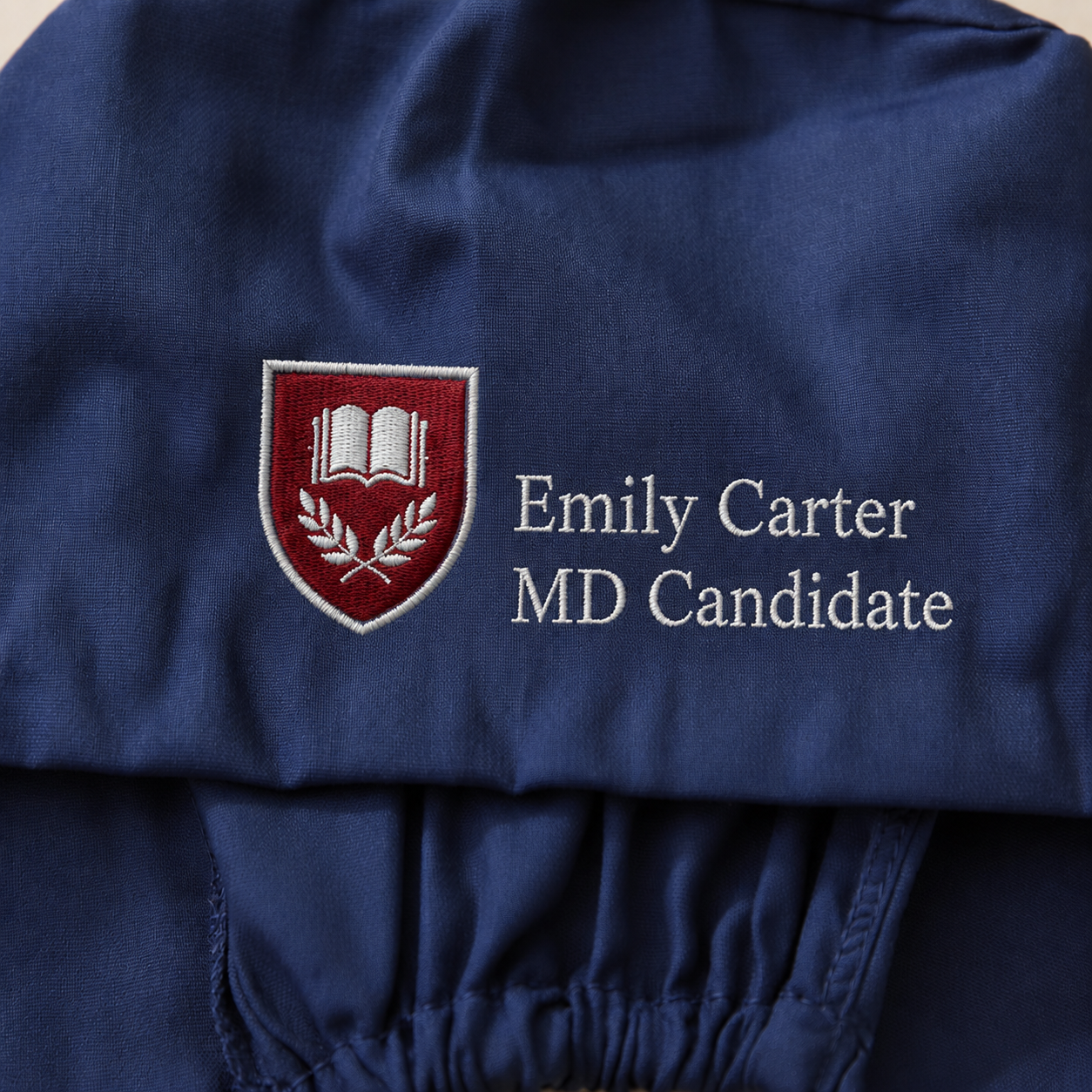 Custom University Embroidered Scrub Cap | Personalized Medical School Crest Cap