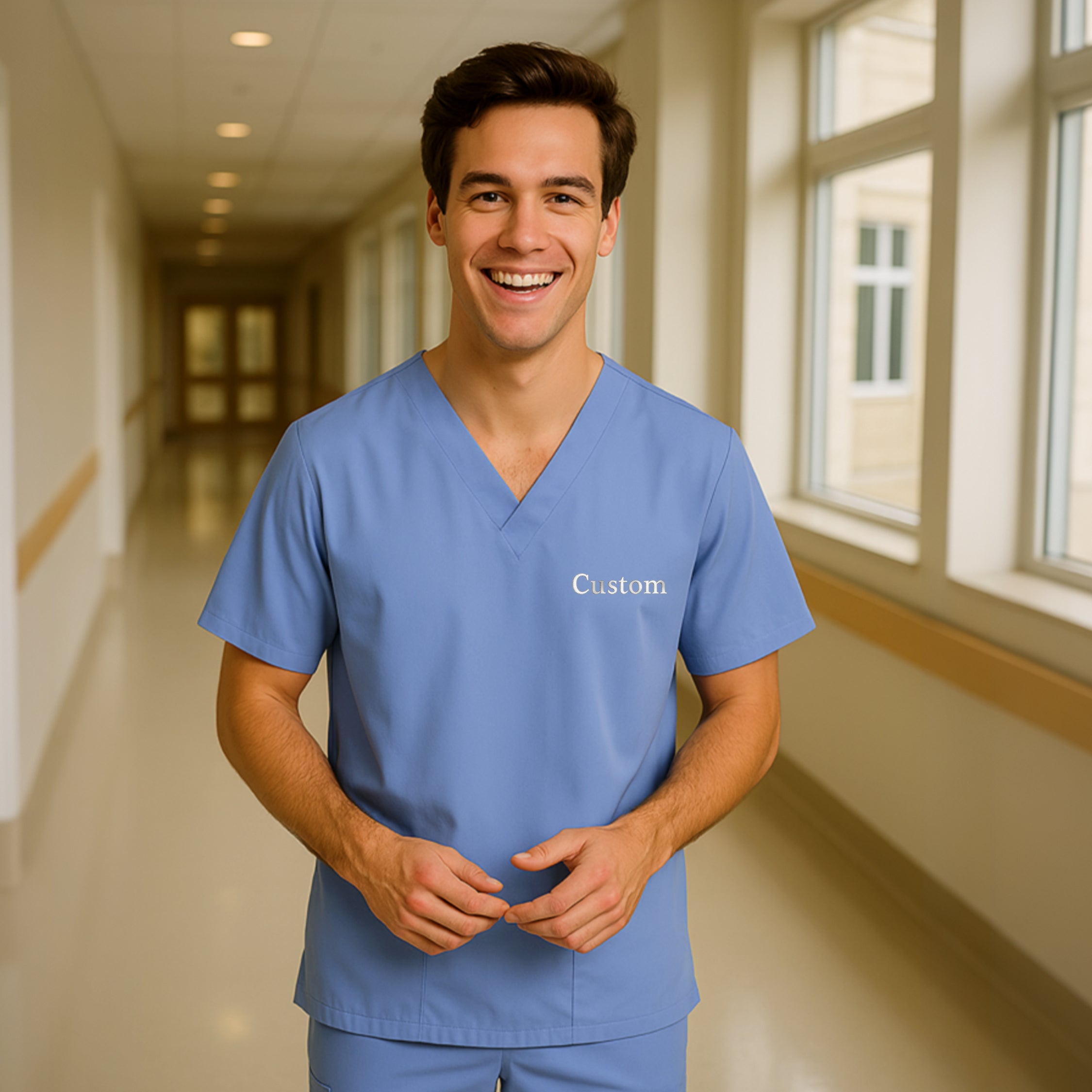 Custom Logo & Text Embroidered Scrubs Set – Medical Uniform 8