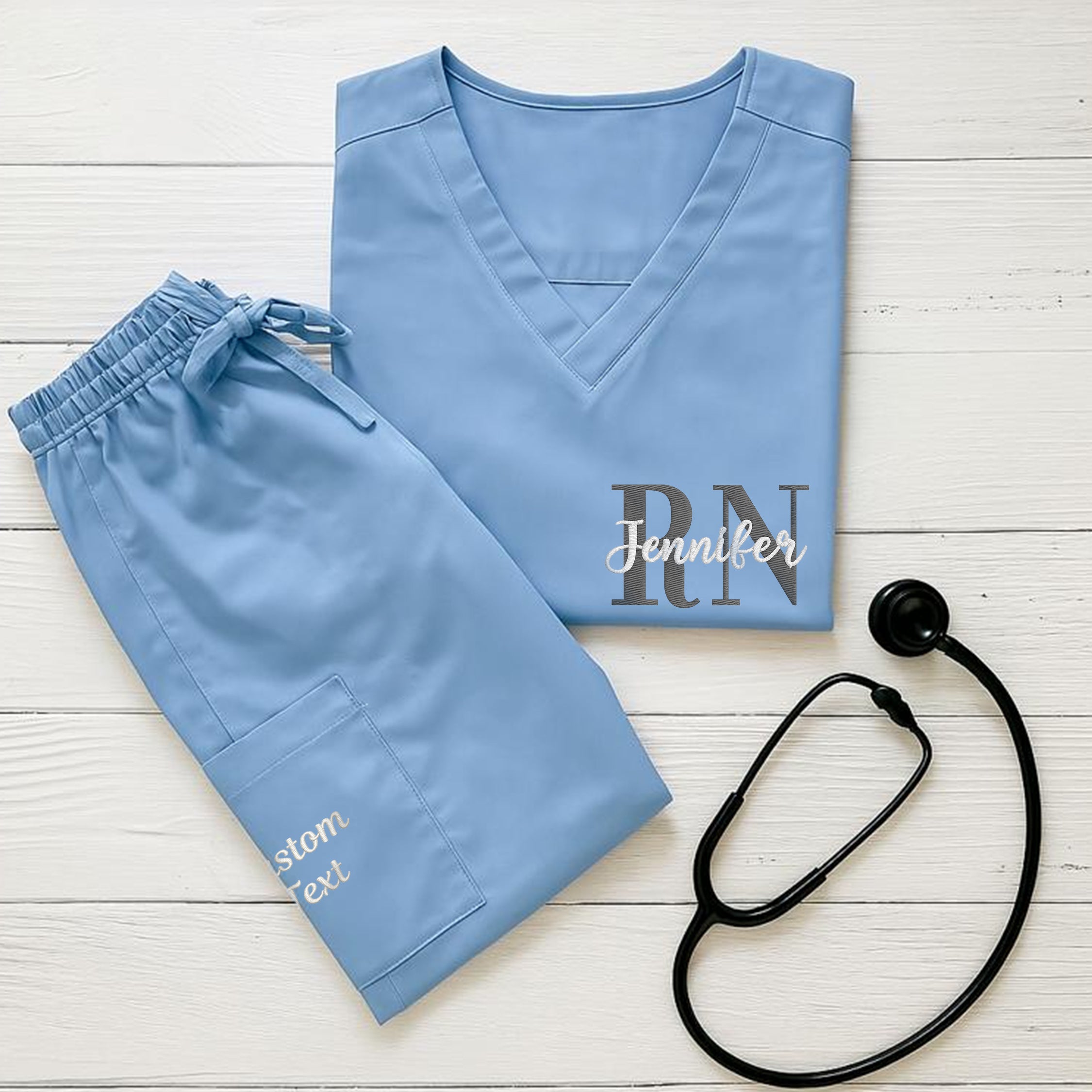 Custom Logo & Text Embroidered Scrubs Set – Medical Uniform 7