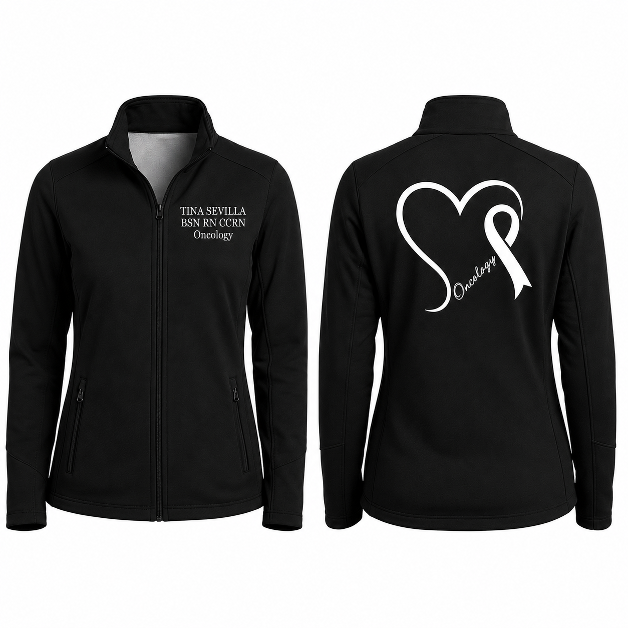 Custom Oncology Fleece Jacket | Personalized Awareness Ribbon Heart Zip-Up