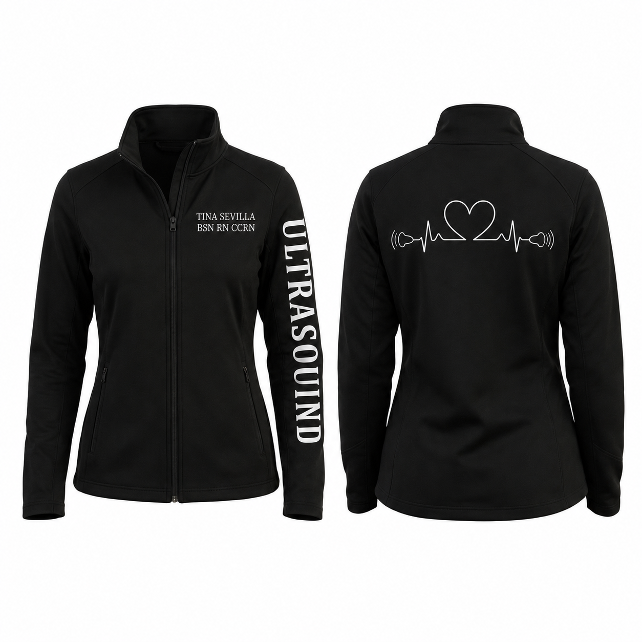 Custom Audiology Fleece Jacket | Personalized Hearing Care Heartbeat Zip-Up