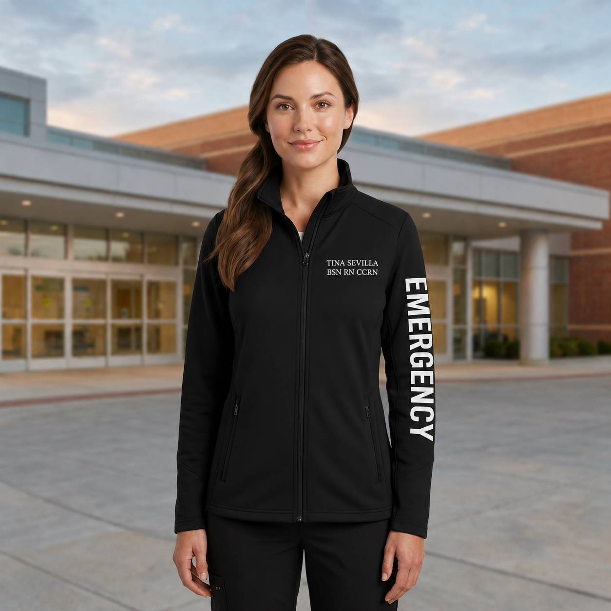 Custom Emergency Department Nurse Fleece Jacket | Personalized ER RN Caduceus Zip-Up