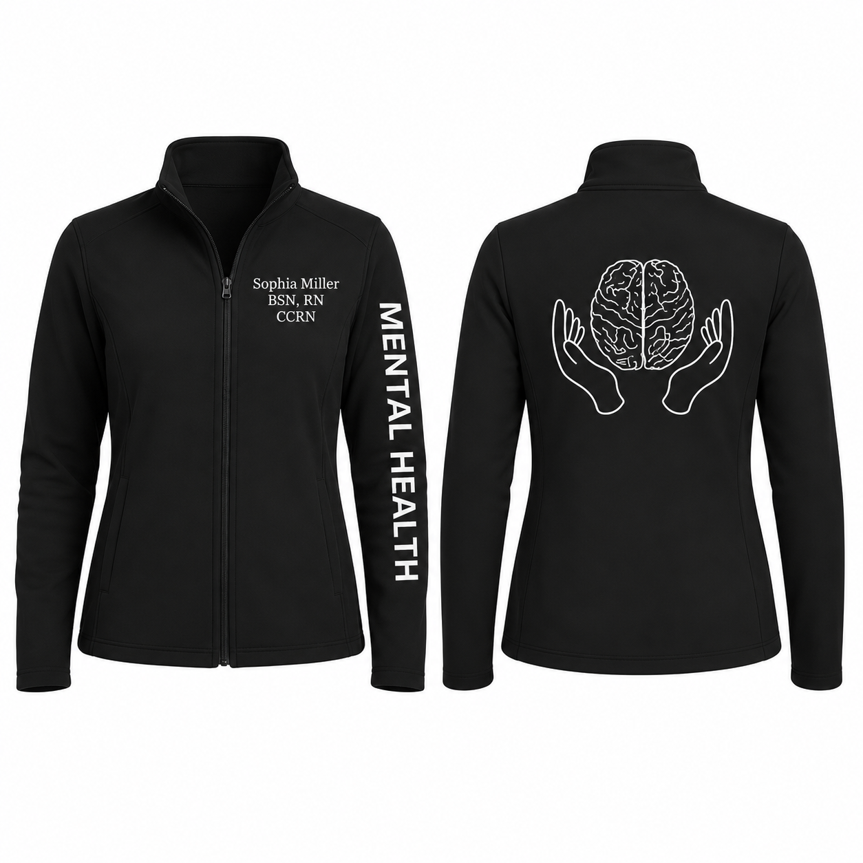 Custom Mental Health Nurse Embroidered Fleece Jacket | Personalized Psych RN Zip-Up