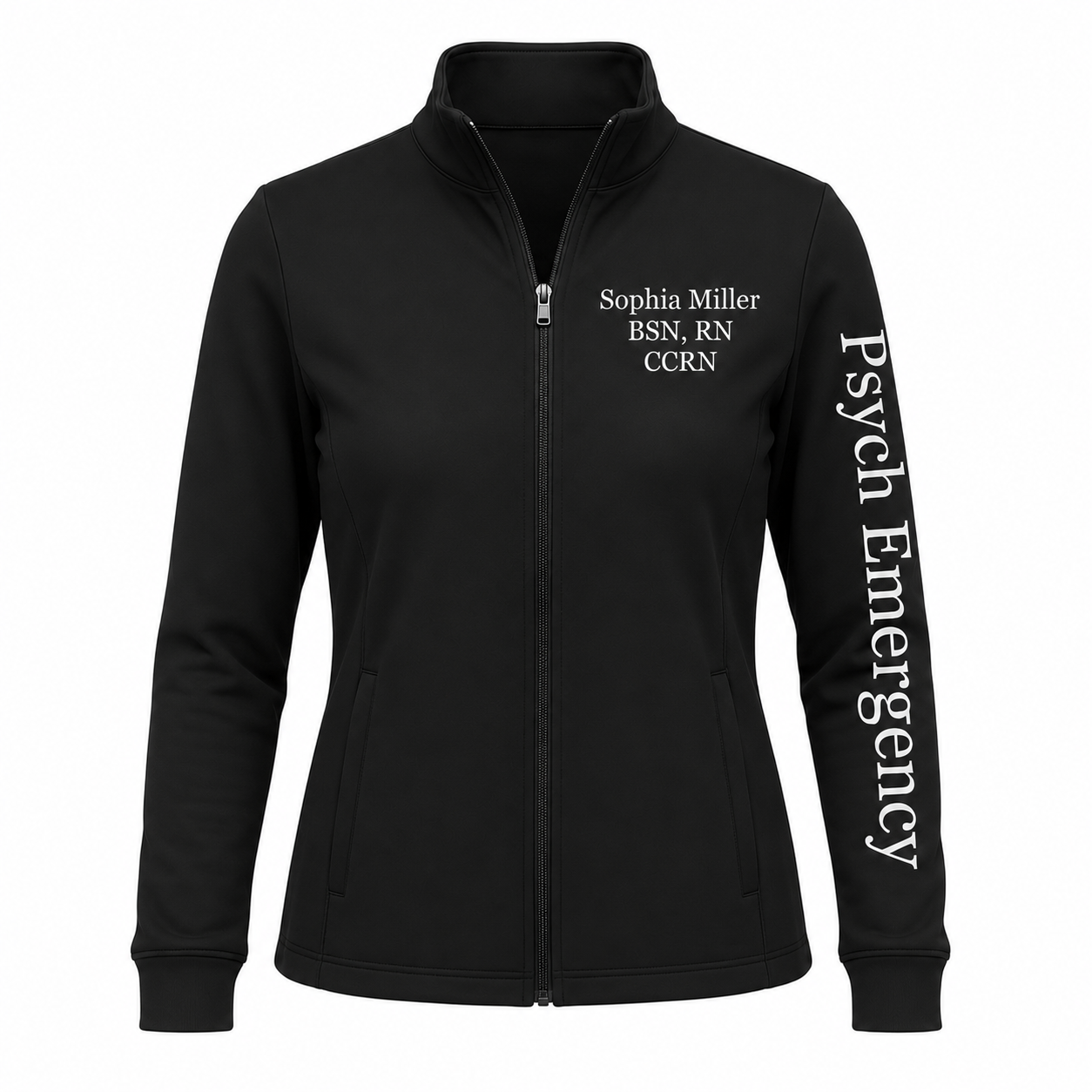 Custom Mental Health Nurse Embroidered Fleece Jacket | Personalized Psych RN Zip-Up