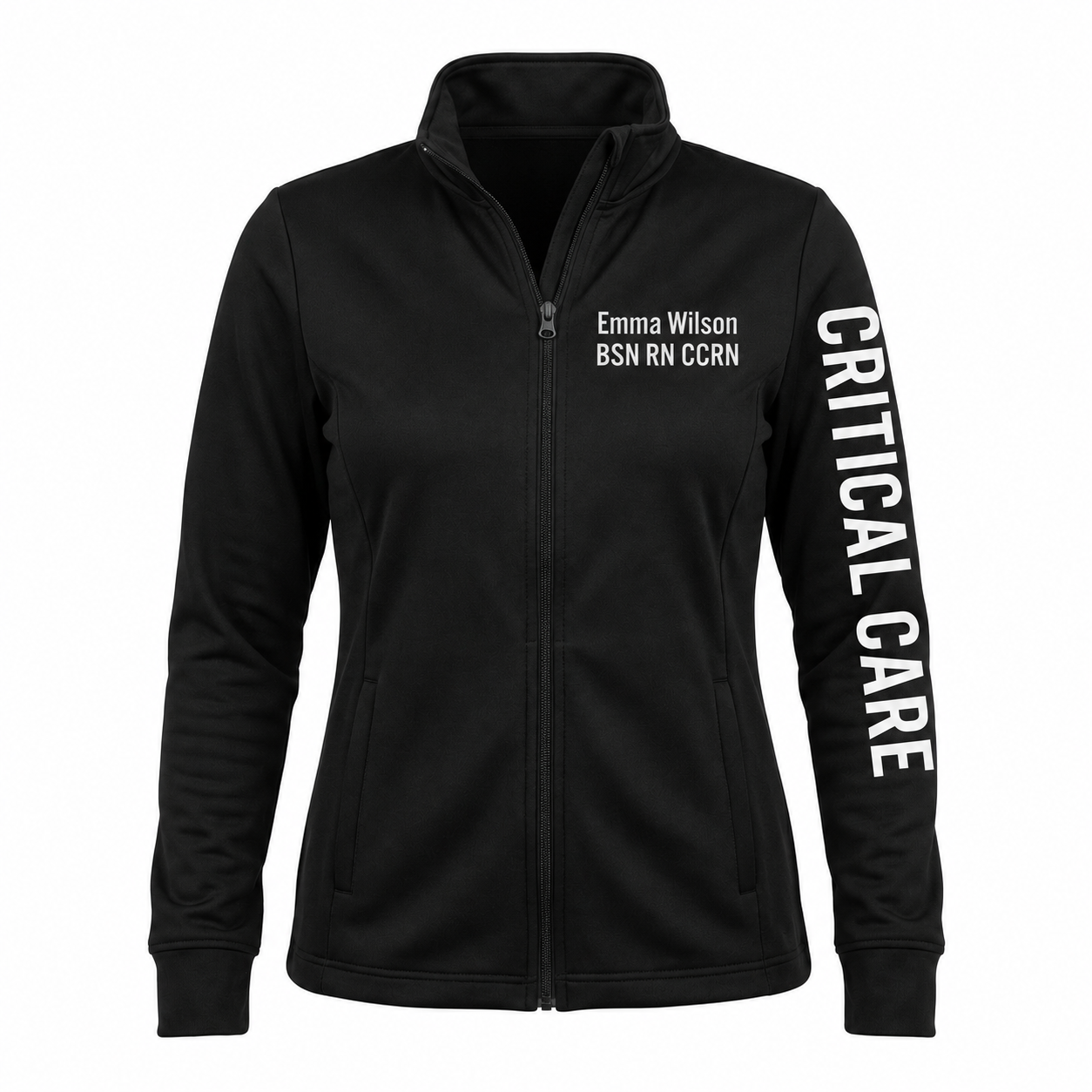 Custom Critical Care Nurse Fleece Jacket | Personalized ICU Team Heartbeat Zip-Up