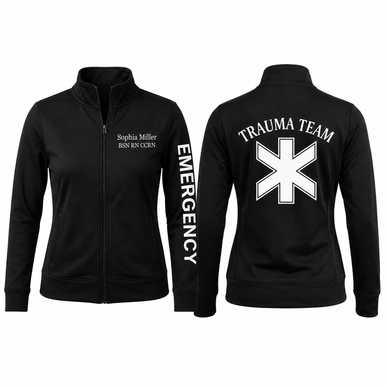Custom Trauma Nurse Embroidered Fleece Jacket | Personalized Trauma Team RN Zip-Up