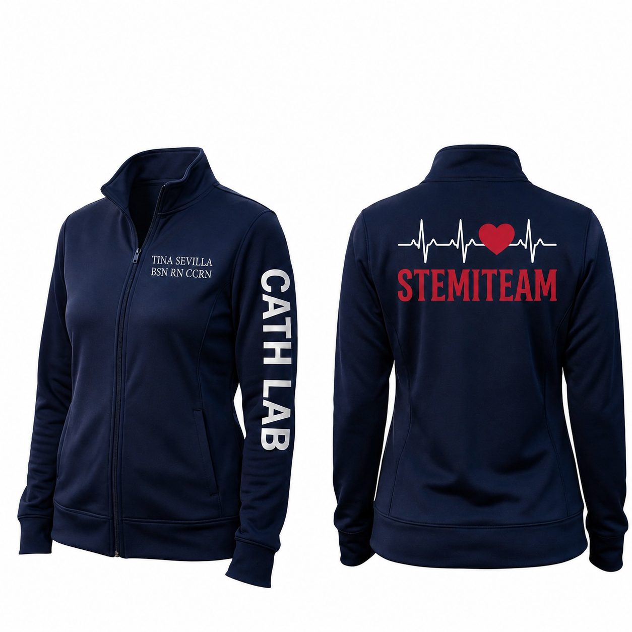 Custom Cath Lab Nurse Embroidered Fleece Jacket | Personalized STEMI Team RN Zip-Up