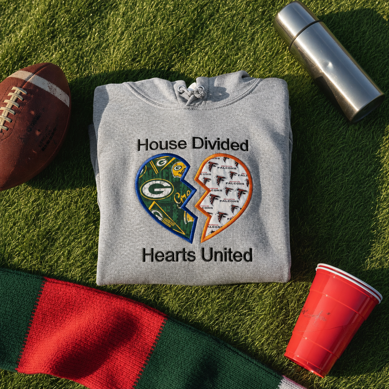 House Divided Applique Hoodie | Personalized Hearts United Split Heart Sweatshirt