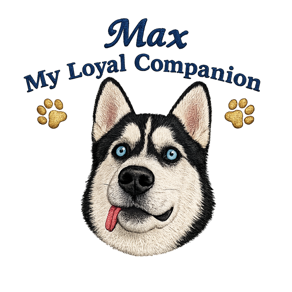 Custom Embroidered Husky Baby Onesie | Personalized Pet Name Bodysuit, My Loyal Companion Dog Portrait Gift