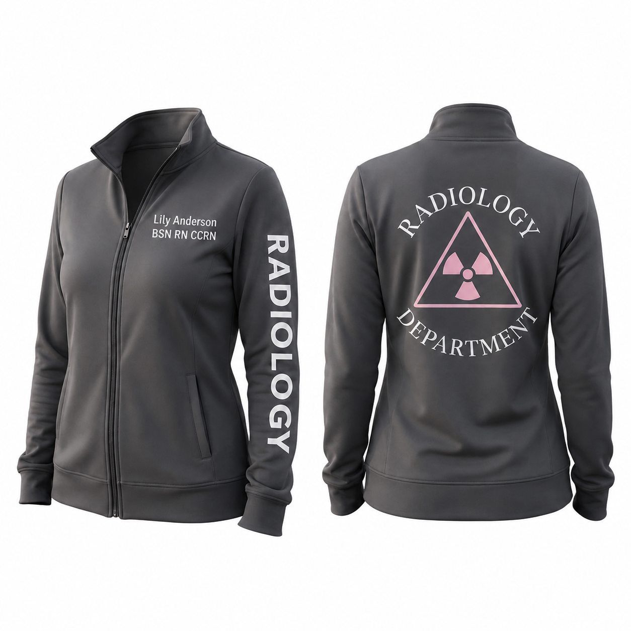 Custom Radiology Department Tech Embroidered Fleece Jacket | Personalized Radiology Tech Zip-Up