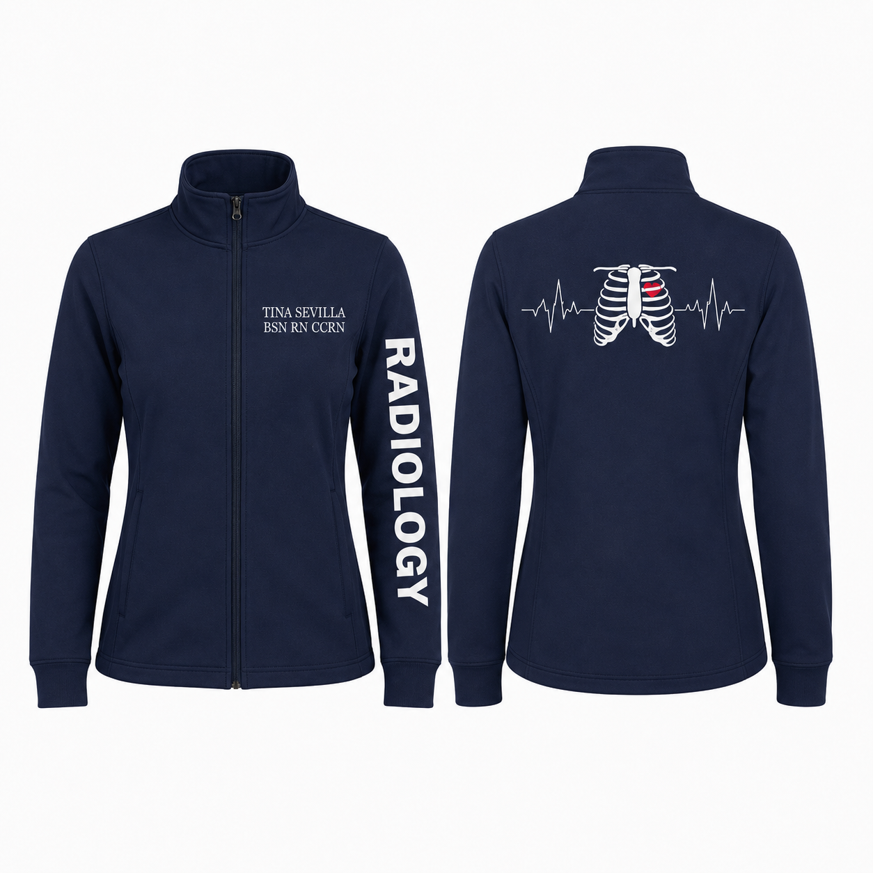 Custom Radiology Nurse Embroidered Fleece Jacket | Personalized Radiology RN Zip-Up