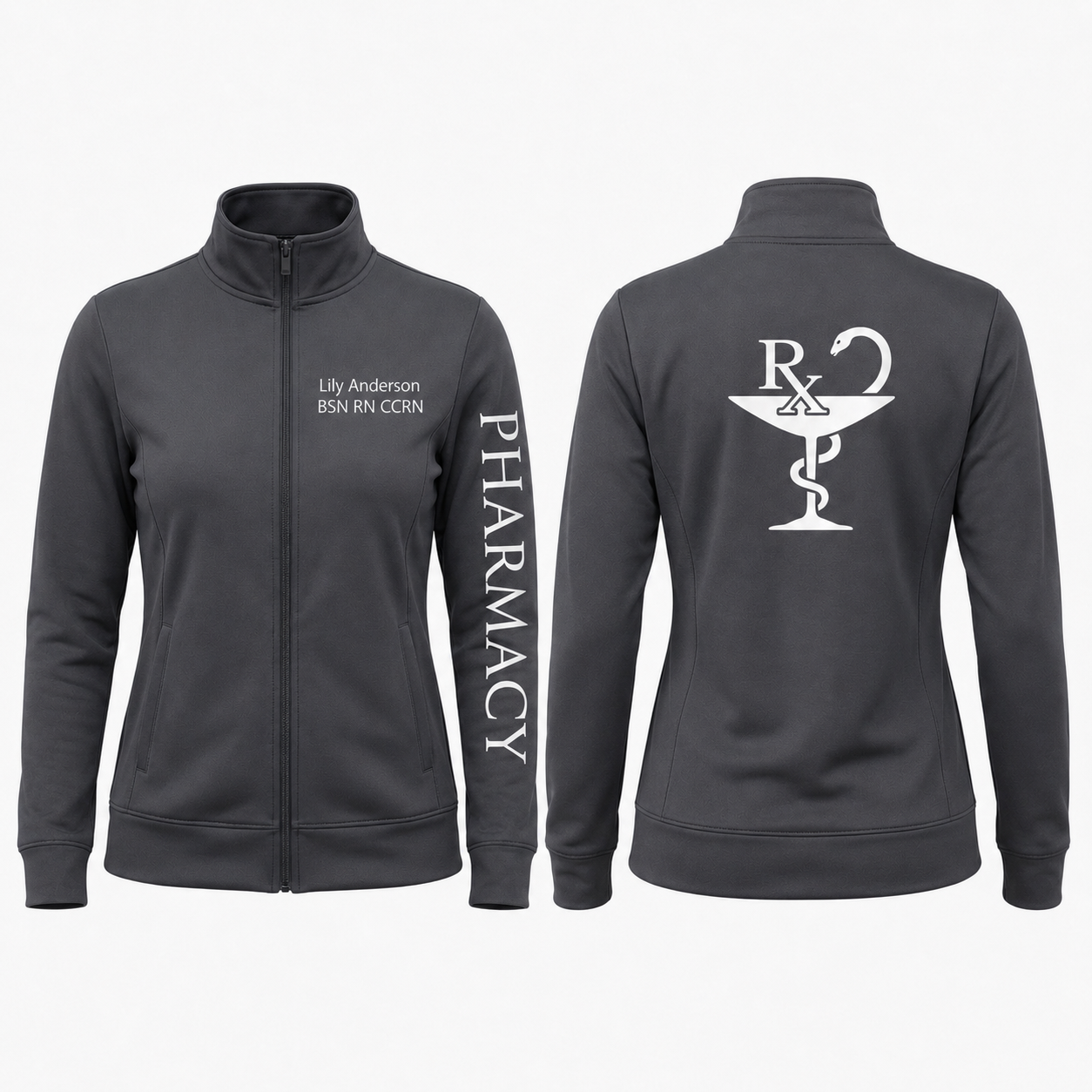Custom Pharmacy Technician Embroidered Fleece Jacket | Personalized Pharmacy Zip-Up