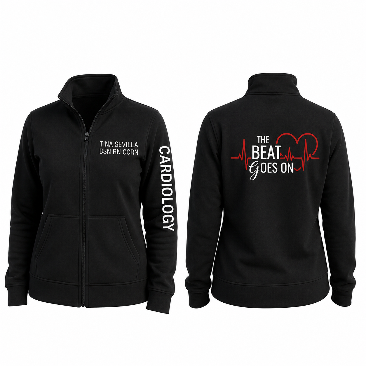 Custom Cardiology Nurse Embroidered Fleece Jacket | Personalized Cardiology RN Zip-Up