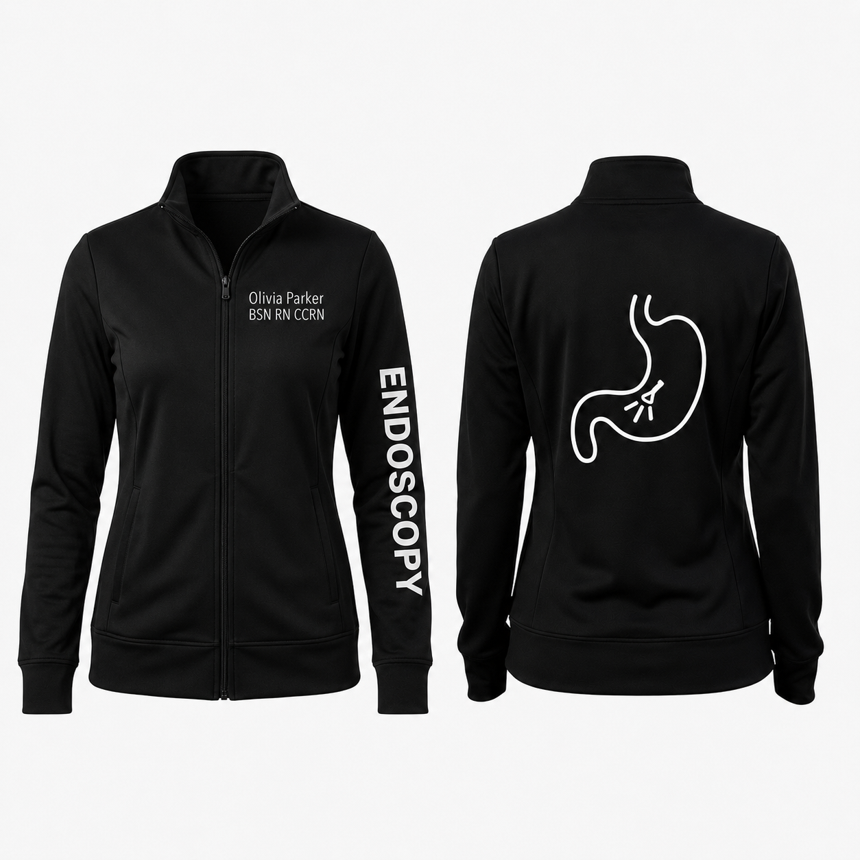 Custom Endoscopy Nurse Embroidered Fleece Jacket | Personalized Endoscopy RN Zip-Up
