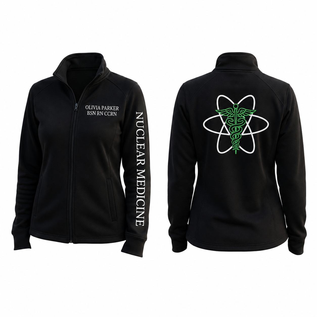 Custom Nuclear Medicine Technologist Embroidered Fleece Jacket | Personalized Nuclear Med Tech Zip-Up