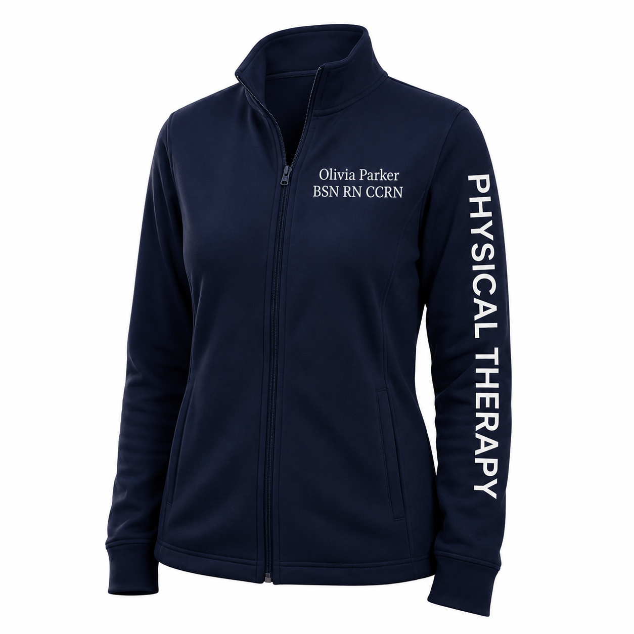 Custom Physical Therapist Embroidered Fleece Jacket | Personalized PT Rehab Zip-Up