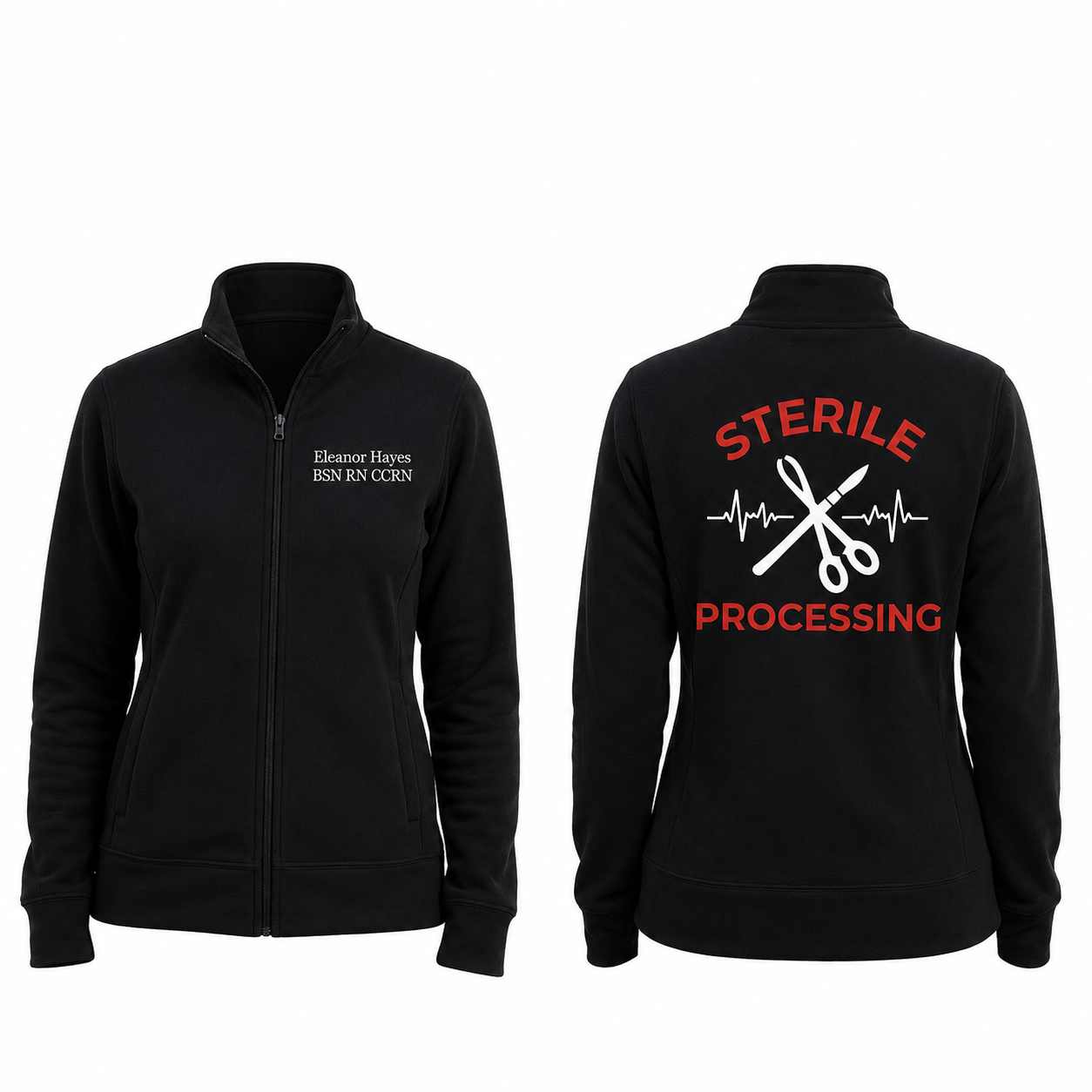 Custom Sterile Processing Technician Embroidered Fleece Jacket | Personalized SPD Tech Zip-Up