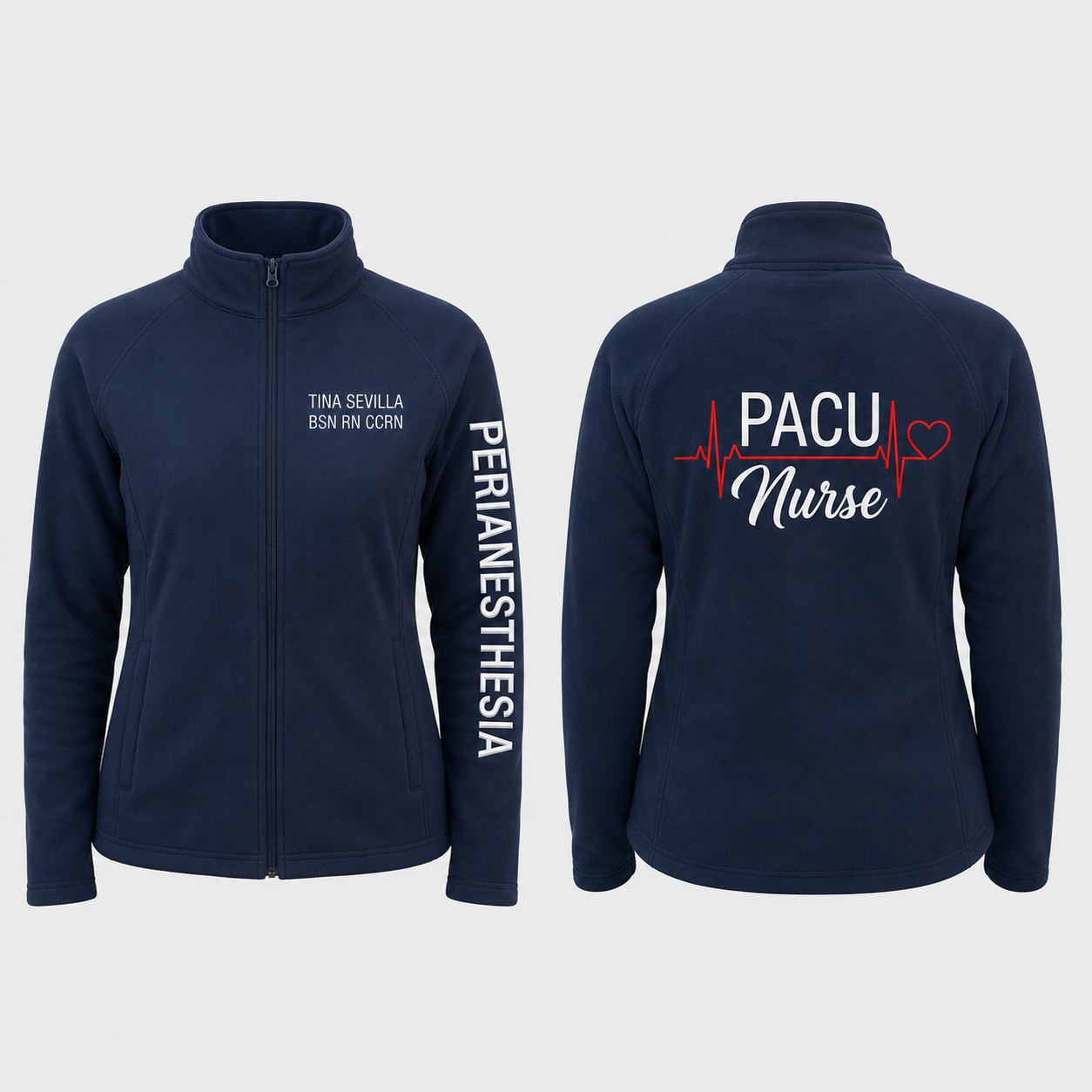 Custom Perianesthesia Nurse Embroidered Fleece Jacket | Personalized PACU RN Zip-Up