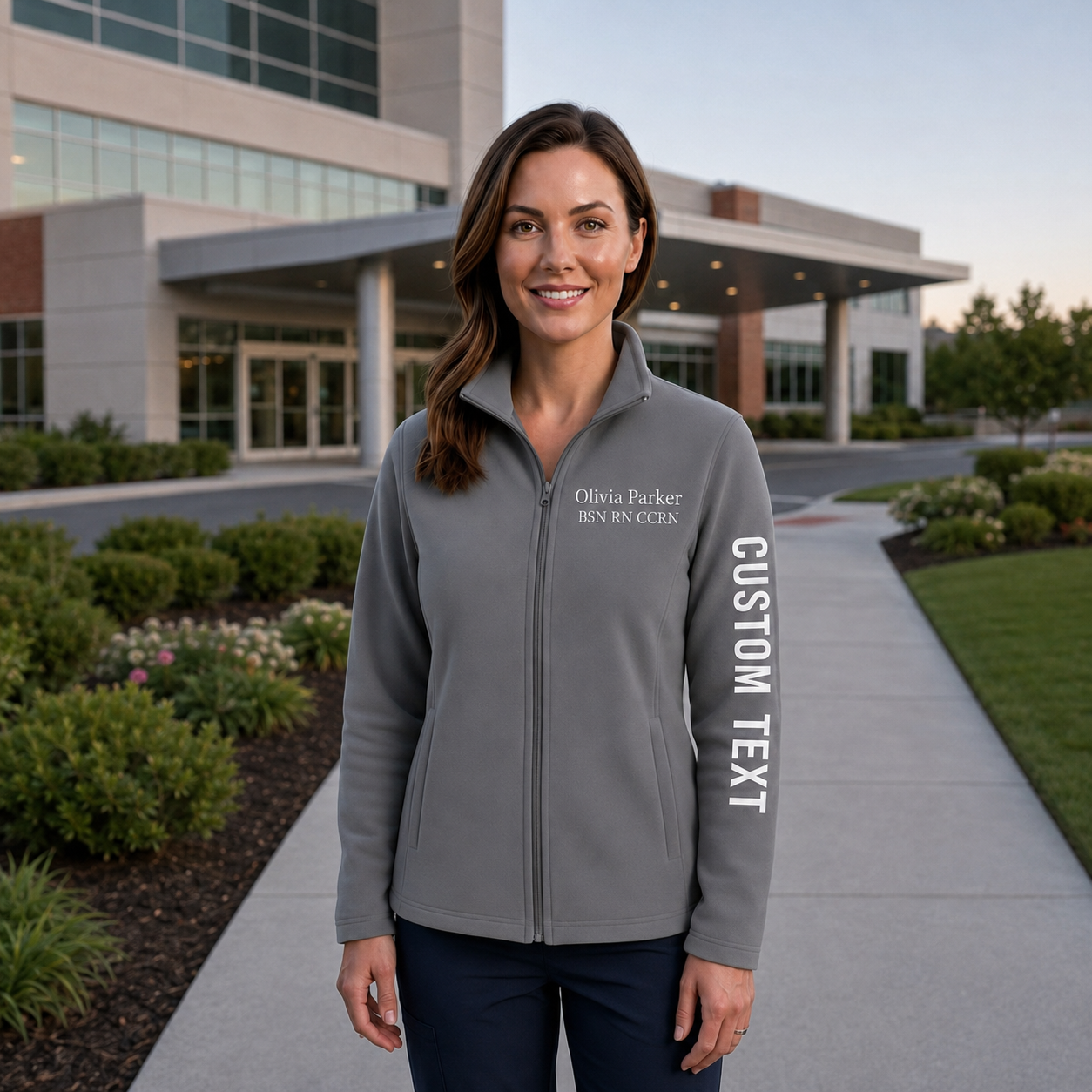 Custom Cardiac Nurse Embroidered Fleece Jacket | Personalized Cardiac RN Anatomical Zip-Up