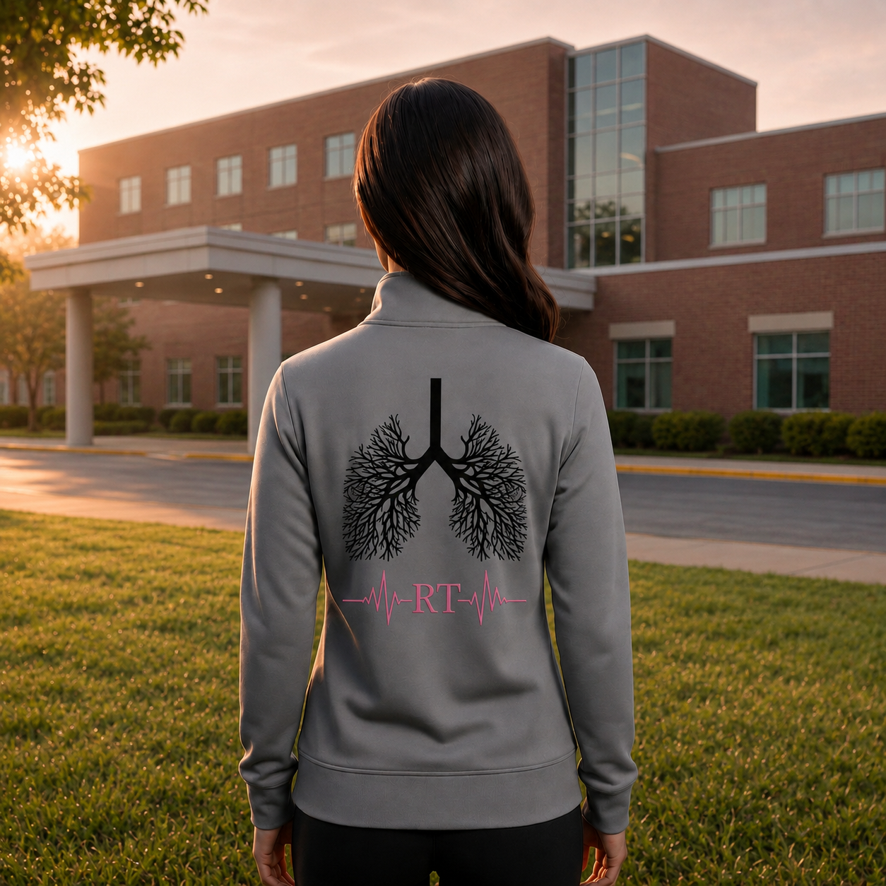 Custom Respiratory Therapist Embroidered Fleece Jacket | Personalized RT Lung Tree Zip-Up