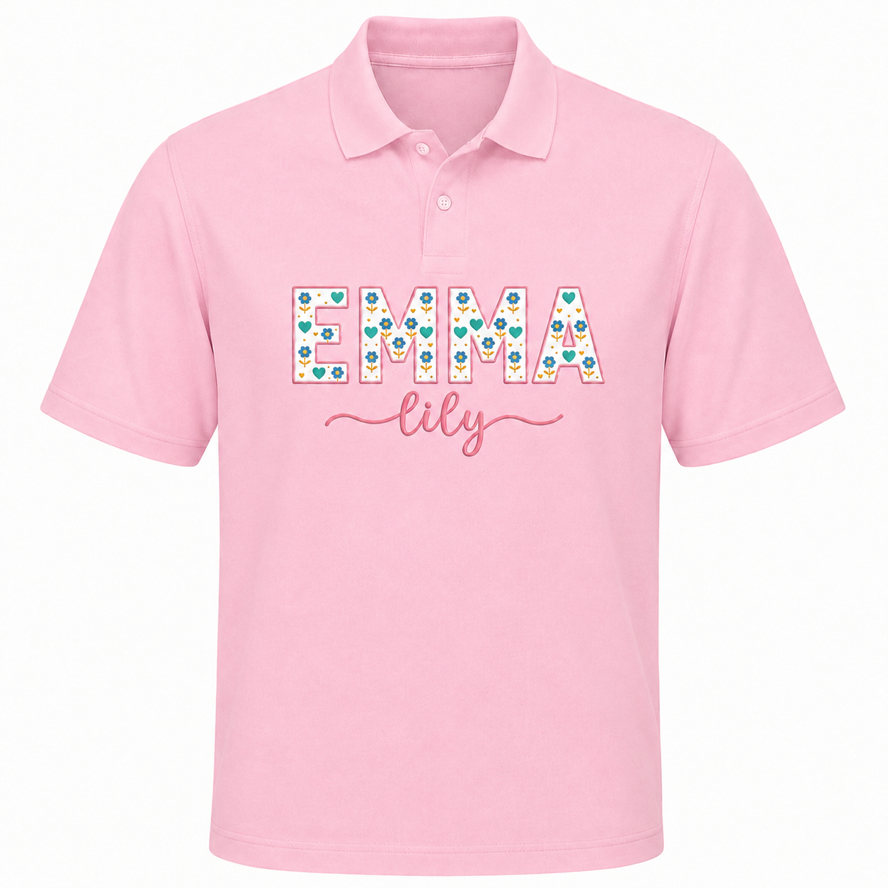 Custom Name Youth Embroidered Polo | Personalized Floral Letter Back to School Kids Shirt