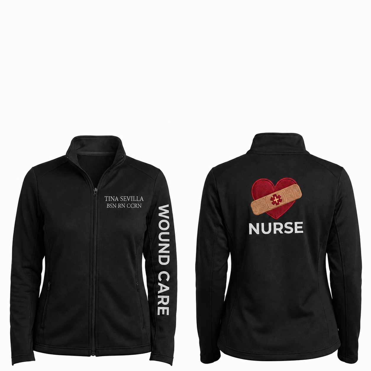 Custom Wound Care Nurse Embroidered Fleece Jacket | Personalized Wound Care RN Zip-Up