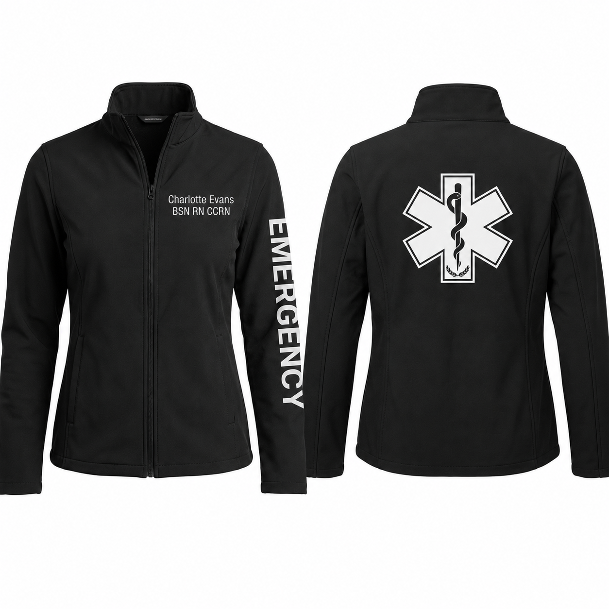 Custom Emergency Medical Nurse Embroidered Fleece Jacket | Personalized EMS RN Zip-Up