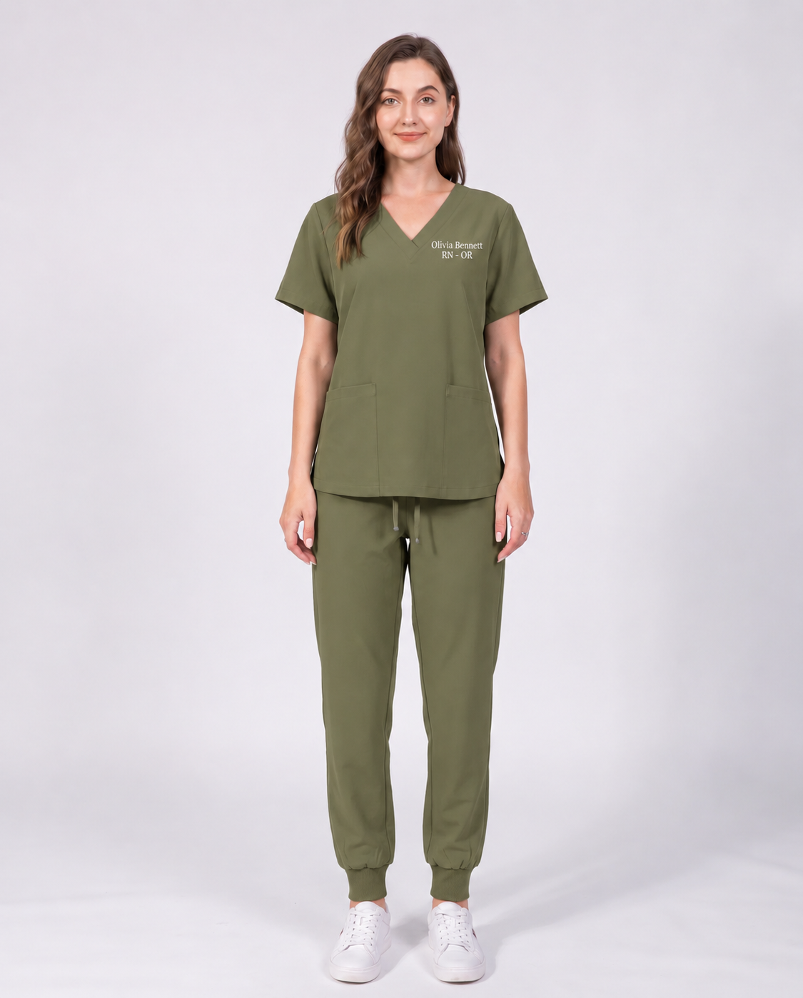 Custom Embroidered Unisex Scrub Set – V-Neck Two Front Pockets Straight-Leg Pants
