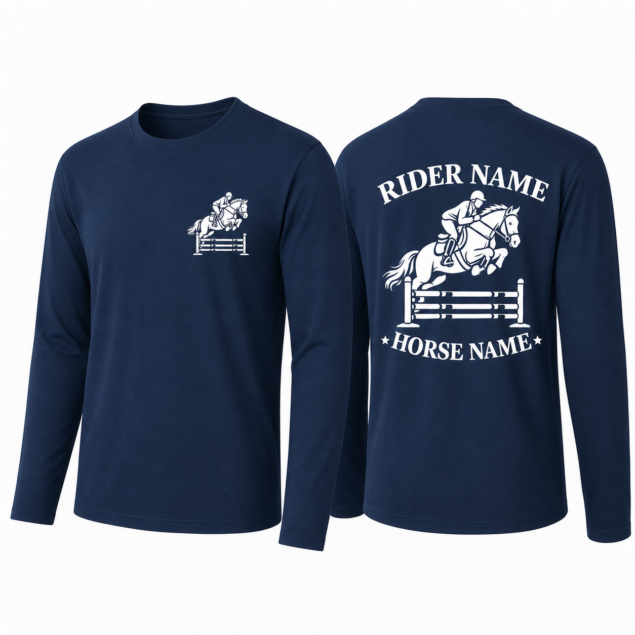 Custom Show Jumping Long Sleeve Shirt | Personalized Horse Rider Name Equestrian Printed Tee