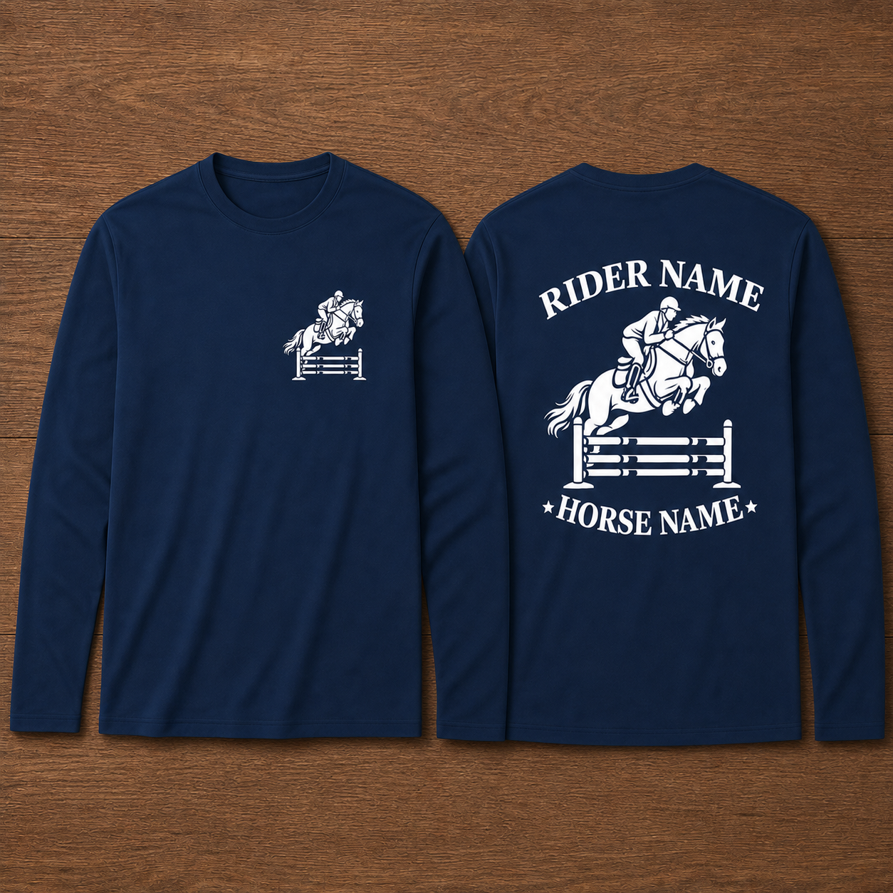 Custom Show Jumping Long Sleeve Shirt | Personalized Horse Rider Name Equestrian Printed Tee