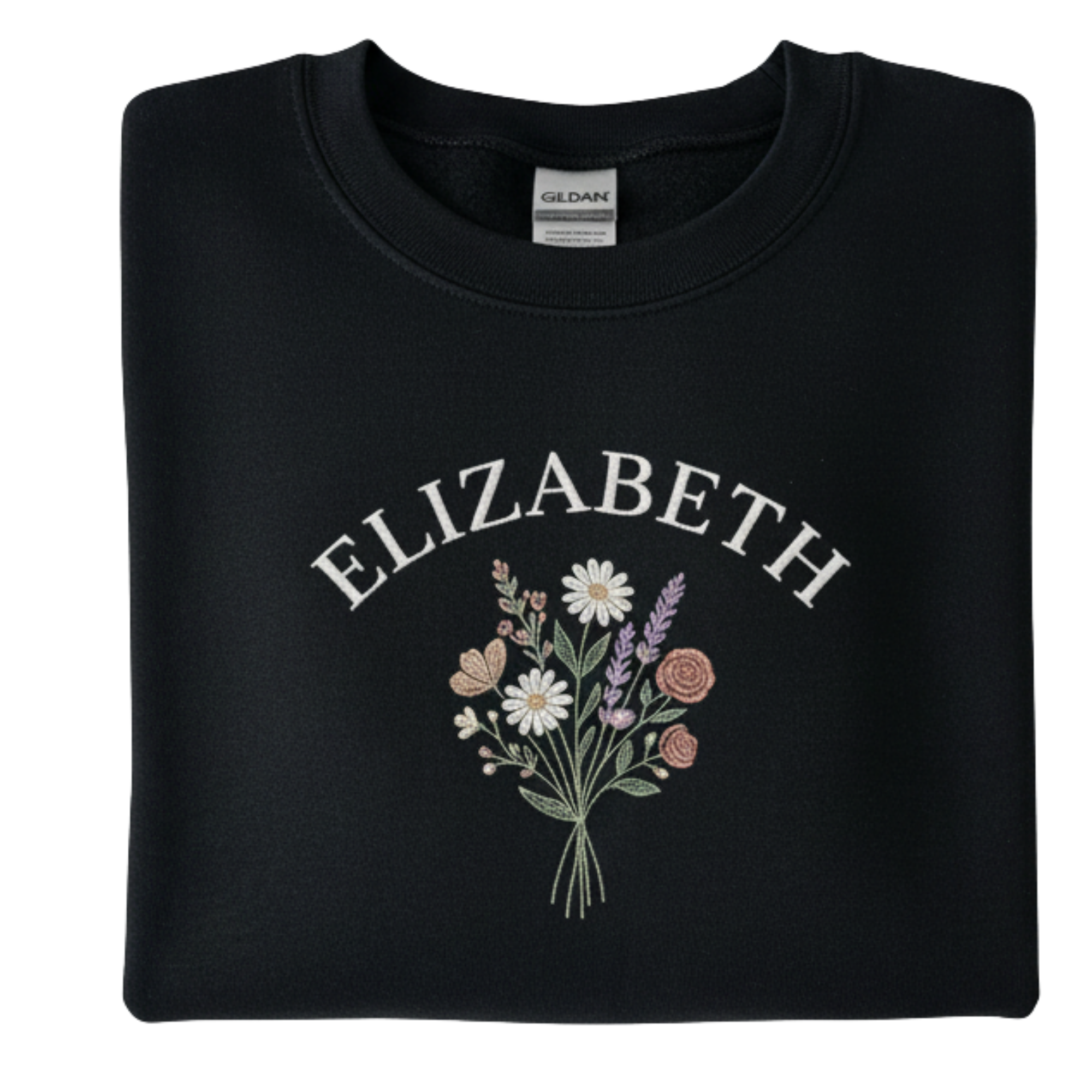 Personalized Mama Name Wildflower Bouquet Embroidered Sweatshirt | Custom Mom Gift