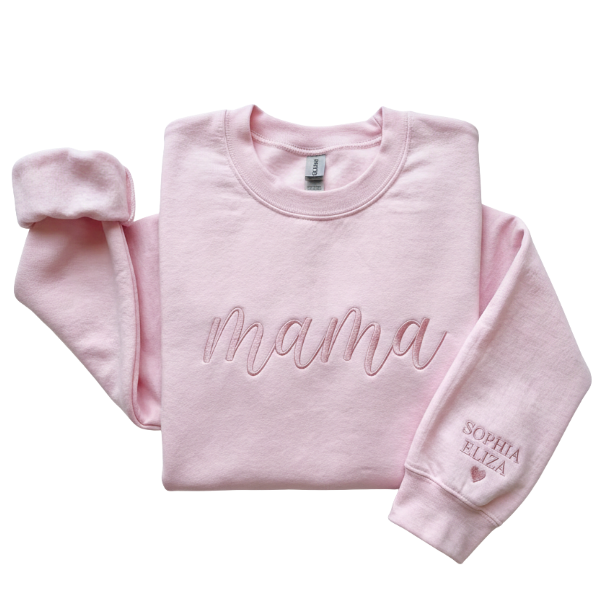 Custom Mama Script Embroidered Sweatshirt with Kids Names on Sleeve | Mom Mother's Day Gift