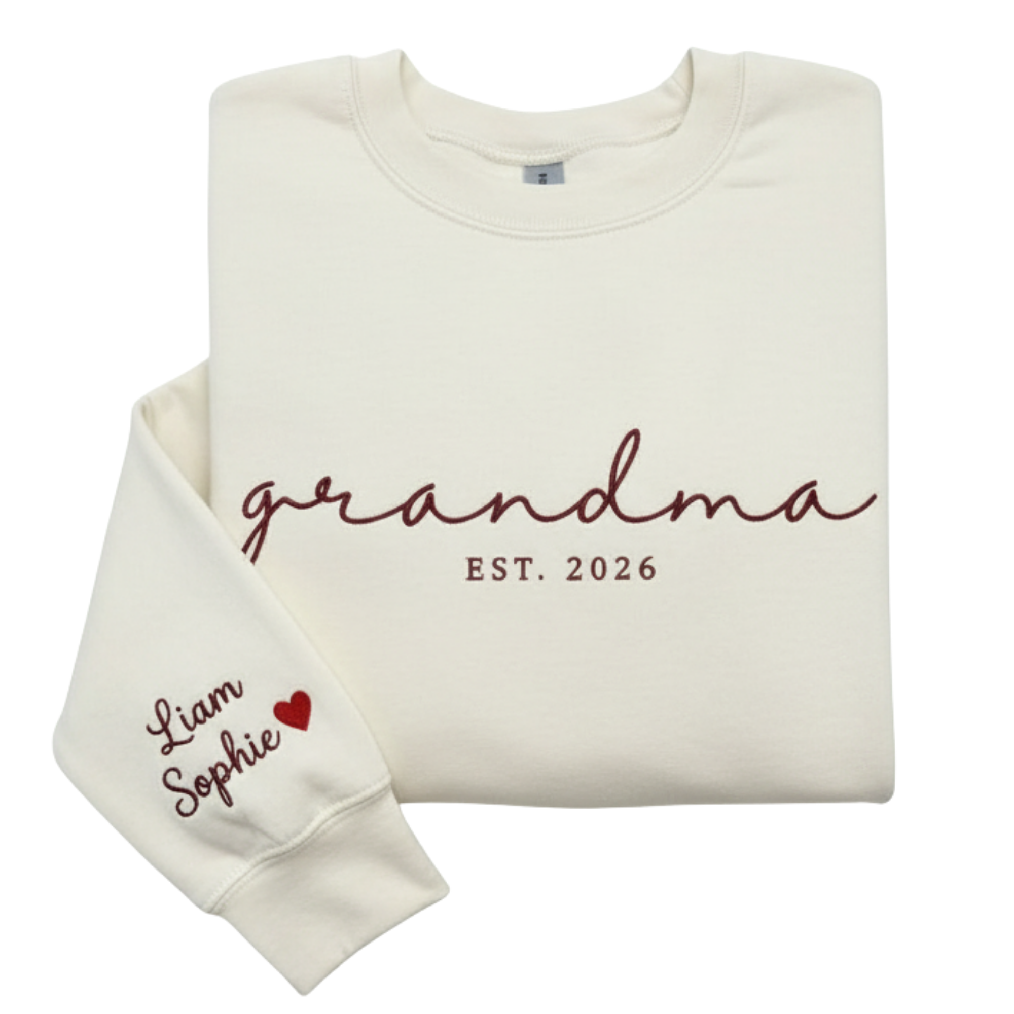 Personalized Grandma Script Est. Year Embroidered Sweatshirt with Grandkids Names | Grandma Gift