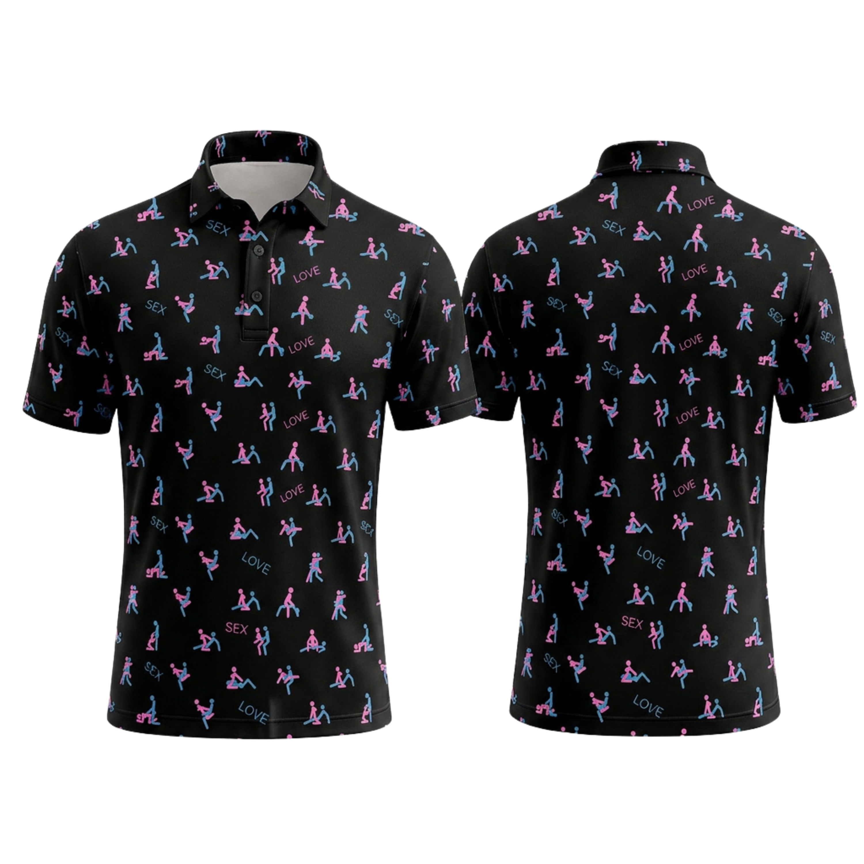 Custom 3D Polo Shirt – Personalized Funny Adult Black Novelty Pattern Polo, Bold Gift for Him