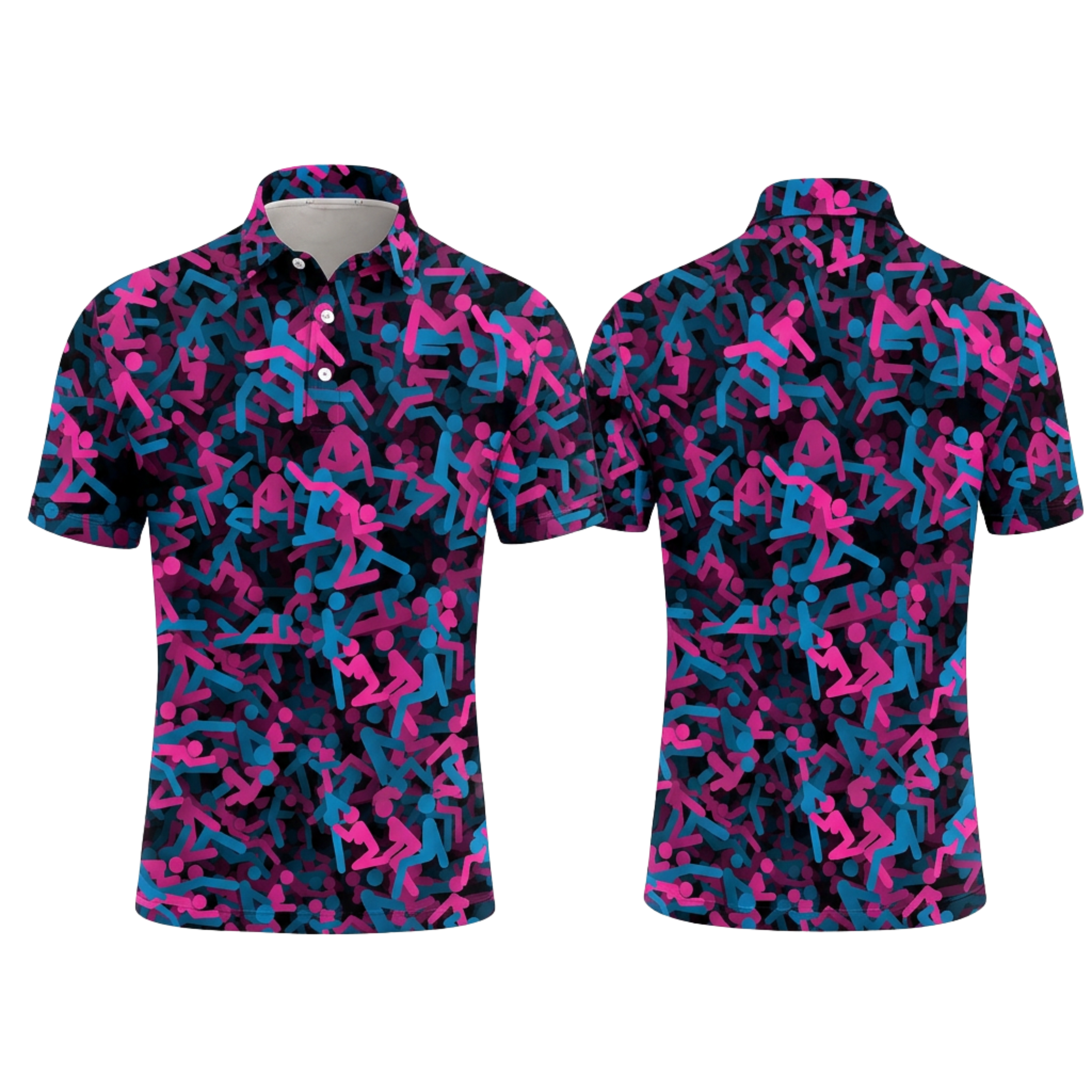 Custom 3D Polo Shirt – Personalized Funny Adult Novelty Pink Blue Pattern Polo, Cheeky Gift for Him