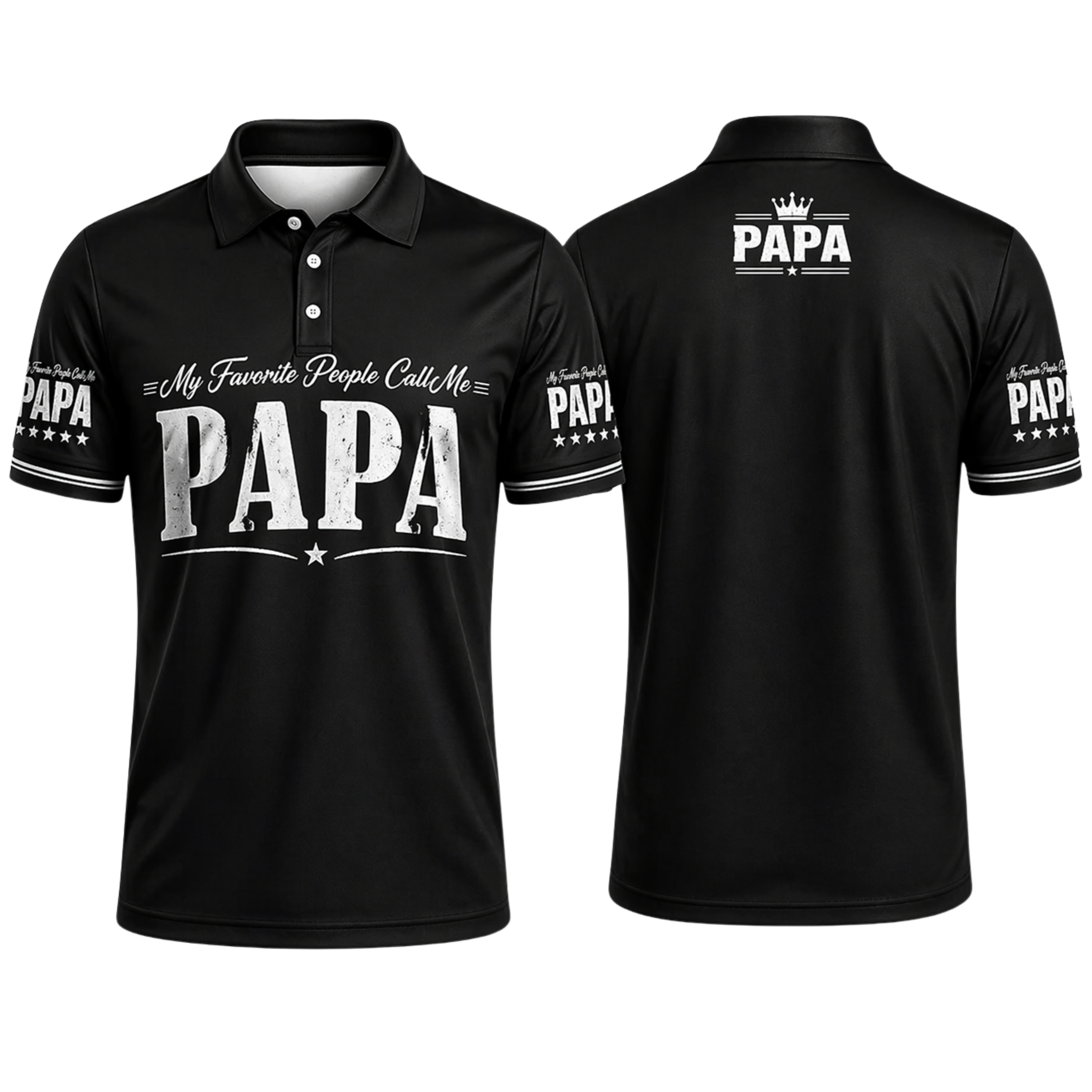 Custom 3D Polo Shirt My Favorite People Call Me PAPA – Personalized Black Grandpa Polo Father's Day Gift
