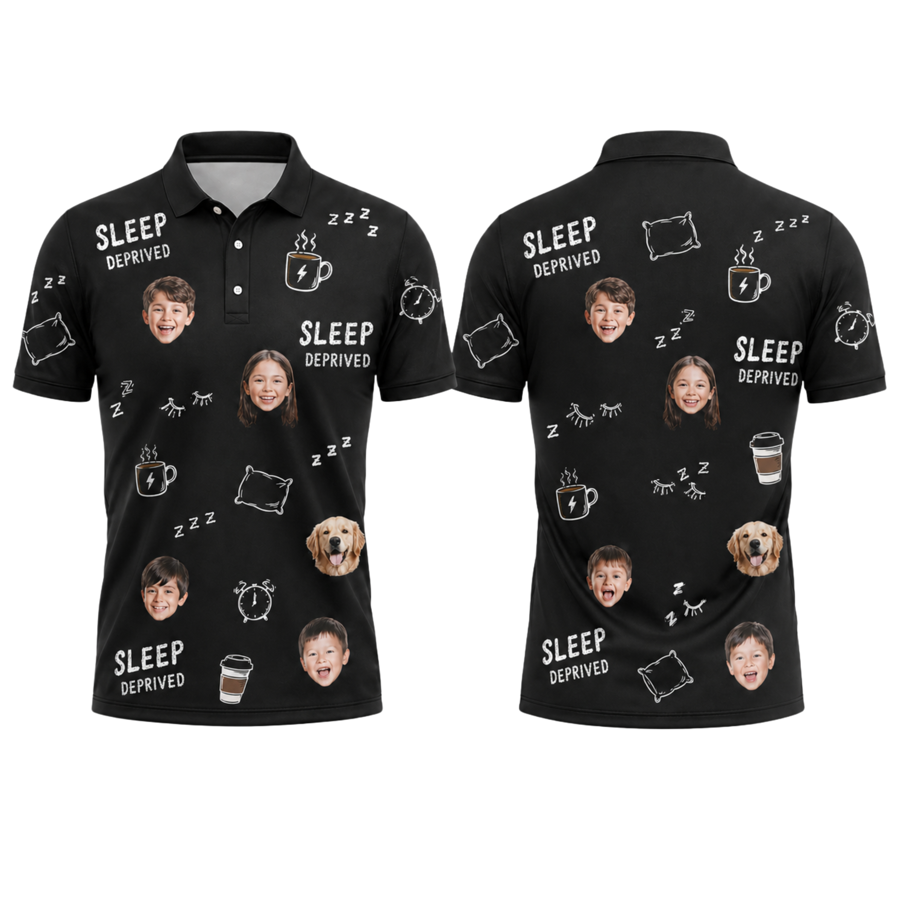 Custom Face 3D Polo Shirt Sleep Deprived – Personalized Photo Funny Tired Dad Polo, Father's Day Gift