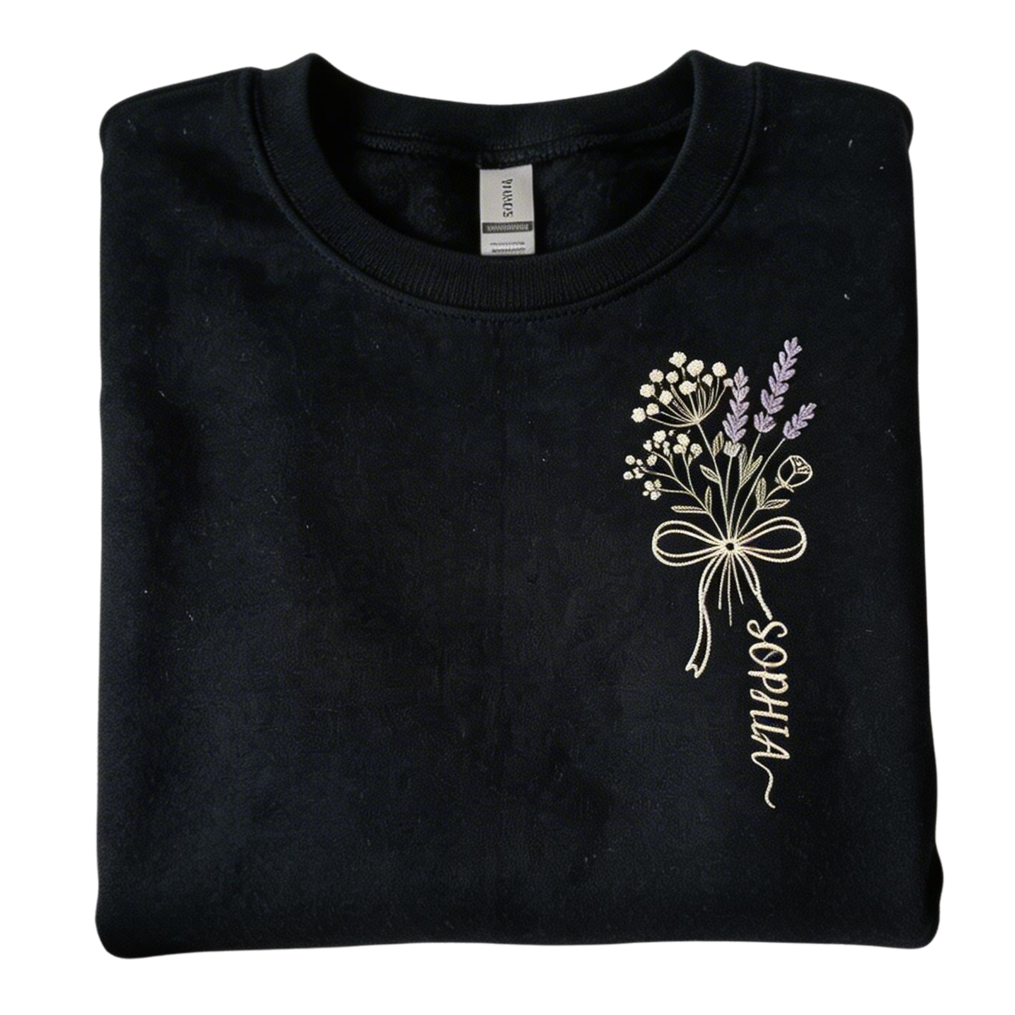 Personalized Wildflower Bouquet Embroidered Sweatshirt with Custom Name | Botanical Mom Gift