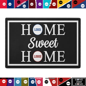 Custom House Divided Doormat | Personalized Sports Mat - detail view, custom embroidered by Intriklo
