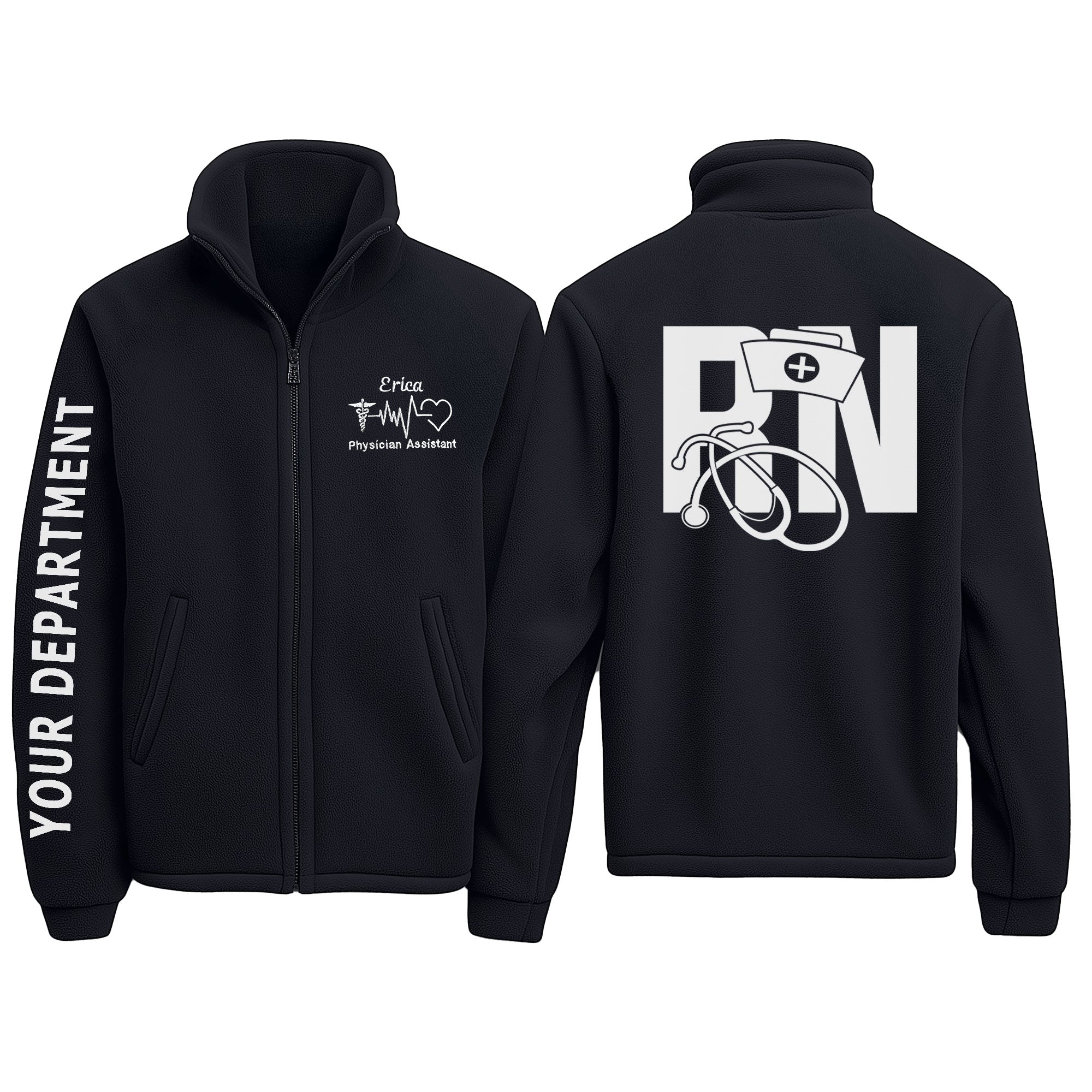 Custom Medical Fleece Jacket for Nurses & Healthcare Workers | Personalized RN Zip-Up 12