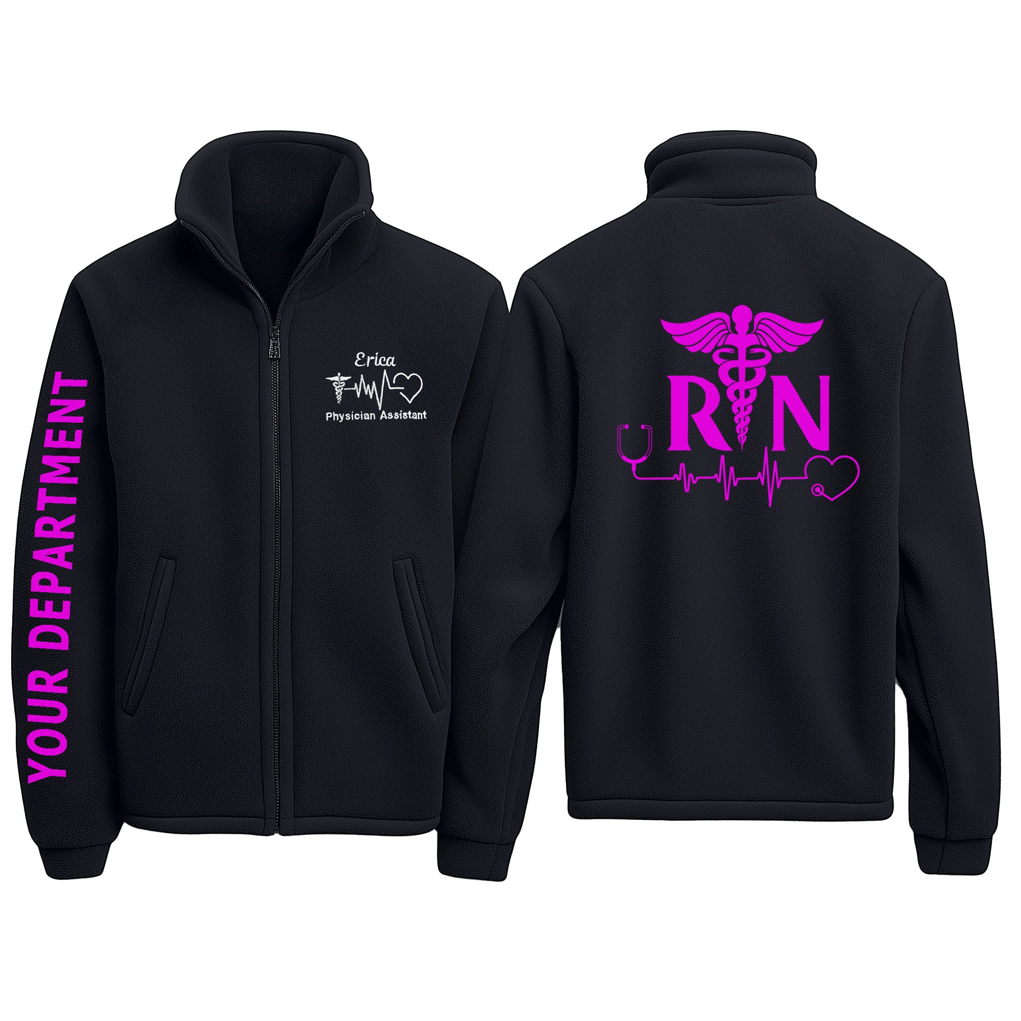 Custom Medical Fleece Jacket for Nurses & Healthcare Workers | Personalized RN Zip-Up 13