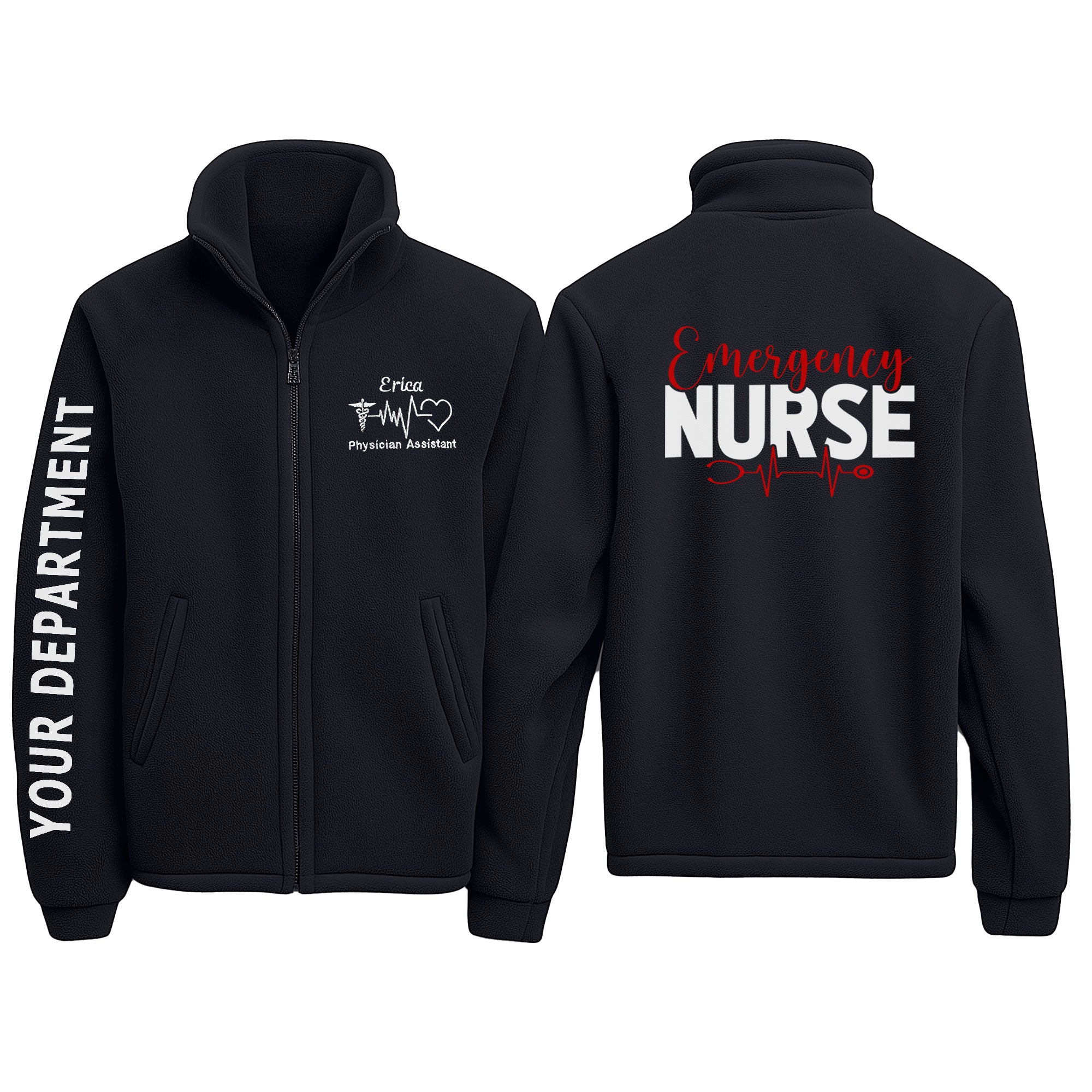 Custom Medical Fleece Jacket for Nurses & Healthcare Workers | Personalized RN Zip-Up 15