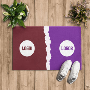 Custom House Divided Doormat | Personalized Sports Mat 3 - detail view, custom embroidered by Intriklo