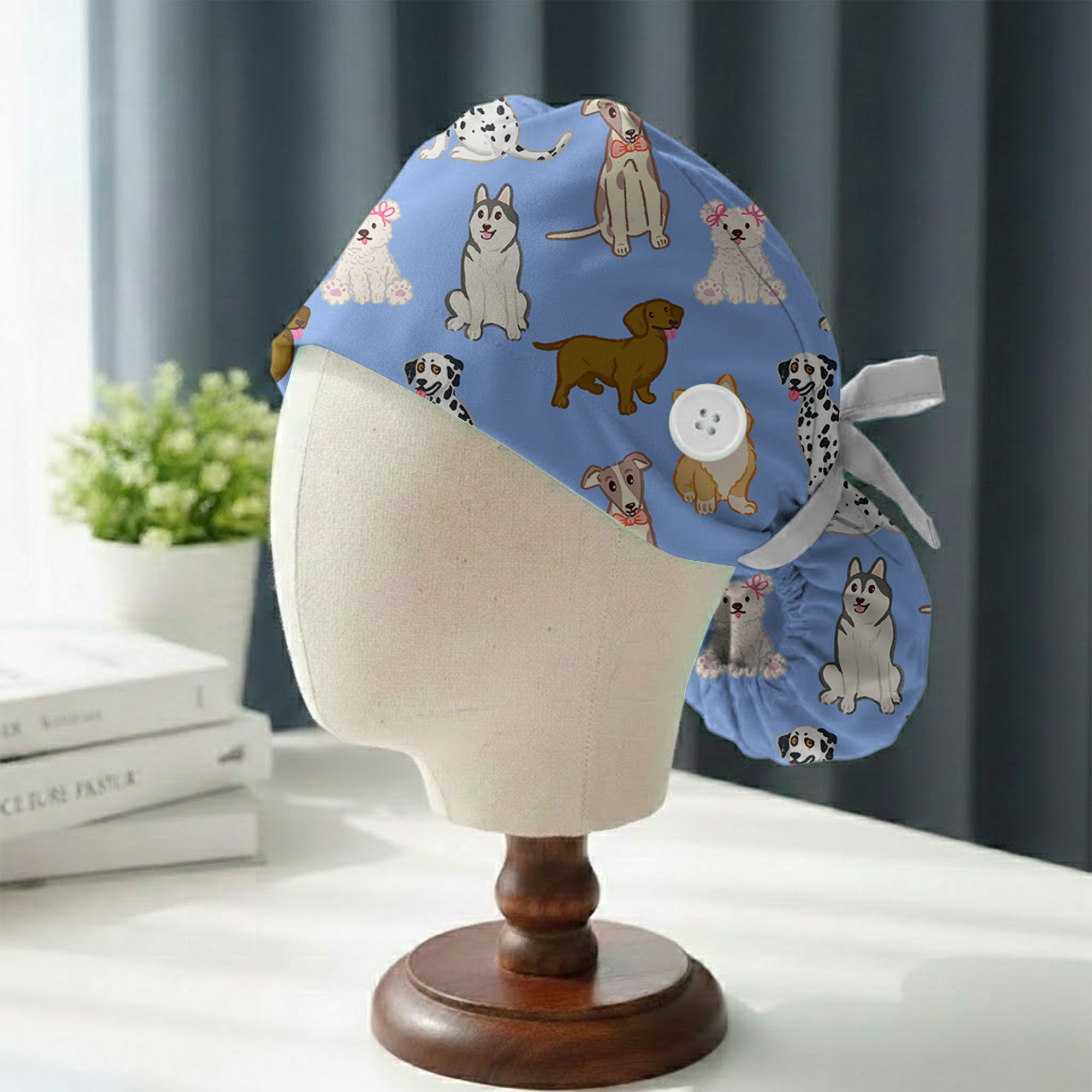 Cute Dog Lover Printed Scrub Cap for Veterinary Staff