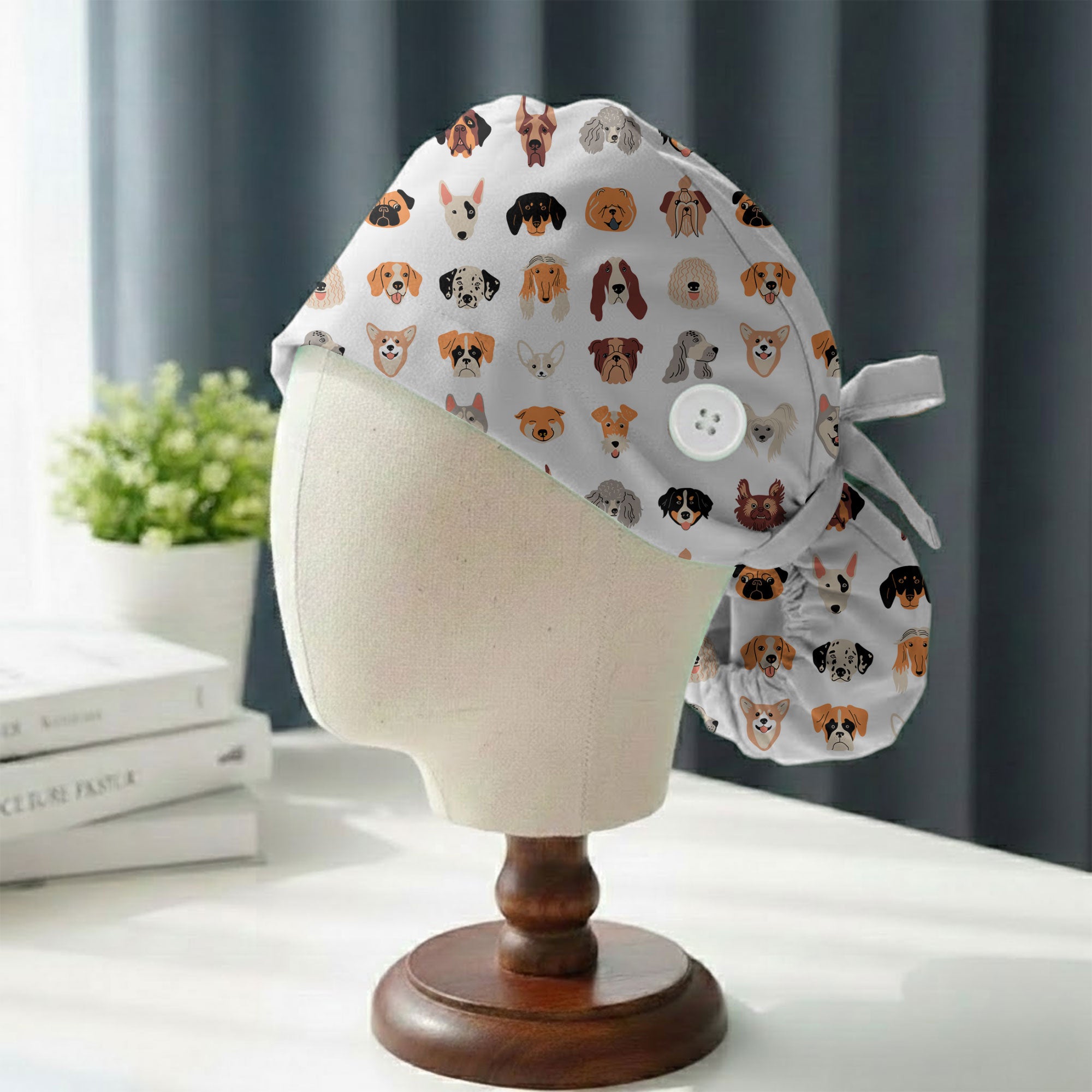 Adorable Dog Lover Printed Scrub Cap for Animal Care