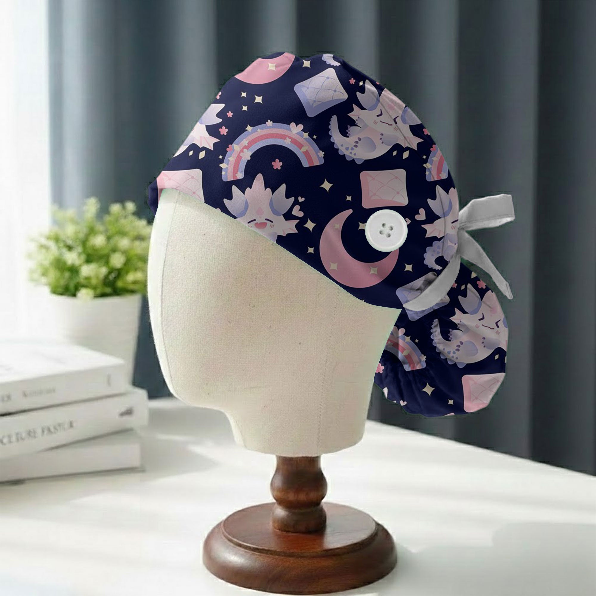 Navy Pastel Baby Dragon Magic Printed Scrub Cap