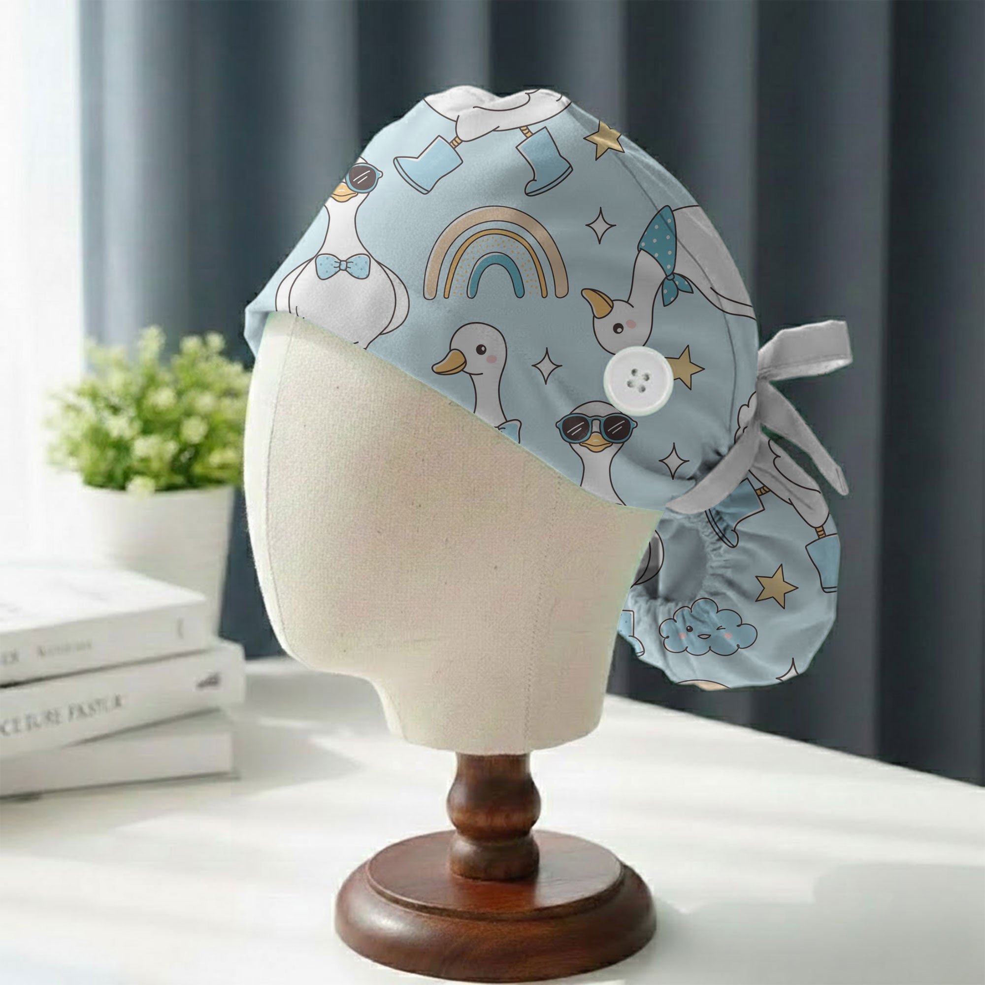 Adventure Goose and Rainbow Printed Scrub Cap