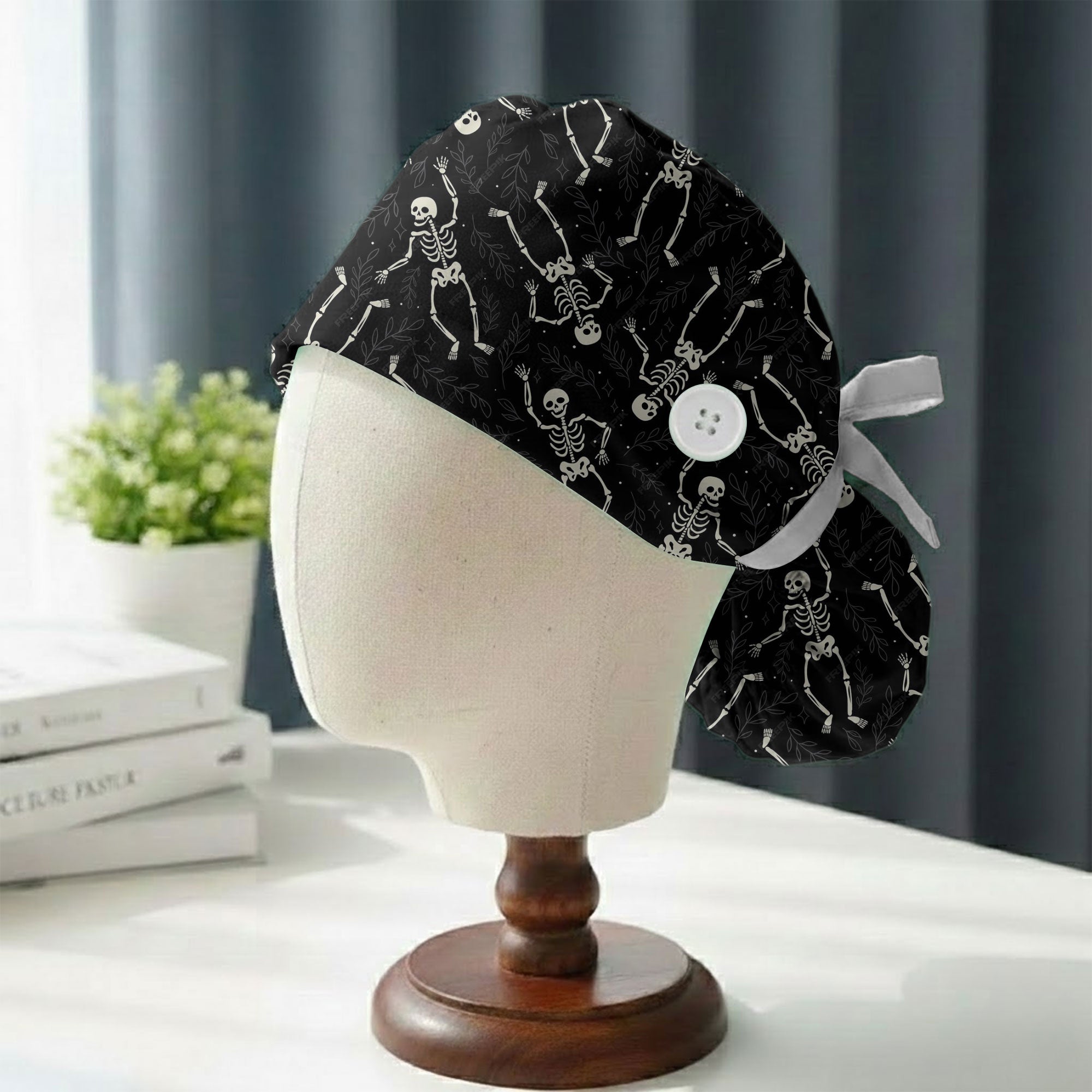 Dancing Skeleton Printed Scrub Cap for Halloween