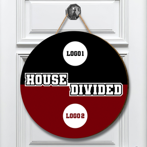 Personalized House Divided Sign – Custom Rival Team Logo Sports Door Hanger - view 3, custom embroidered by Intriklo