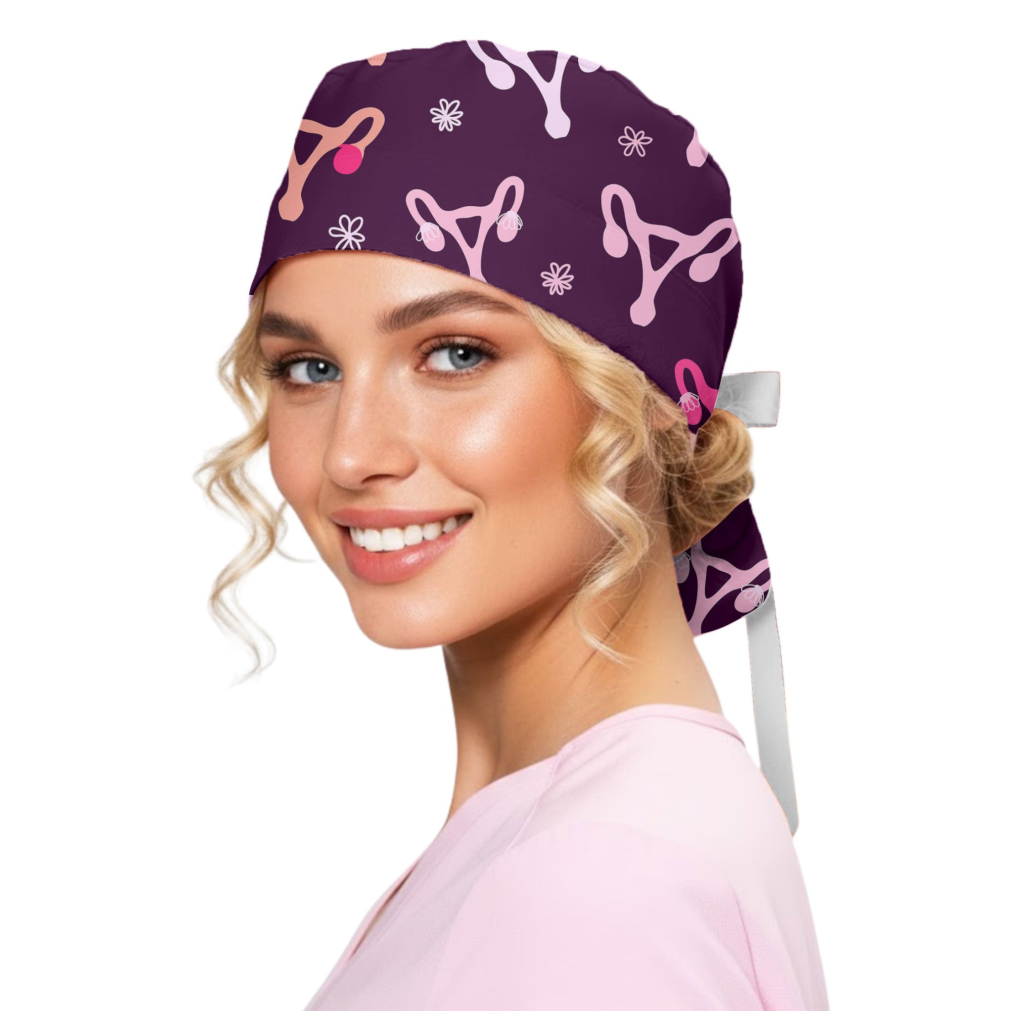 Women's Health Anatomy Printed Scrub Cap for OB GYN Nurses
